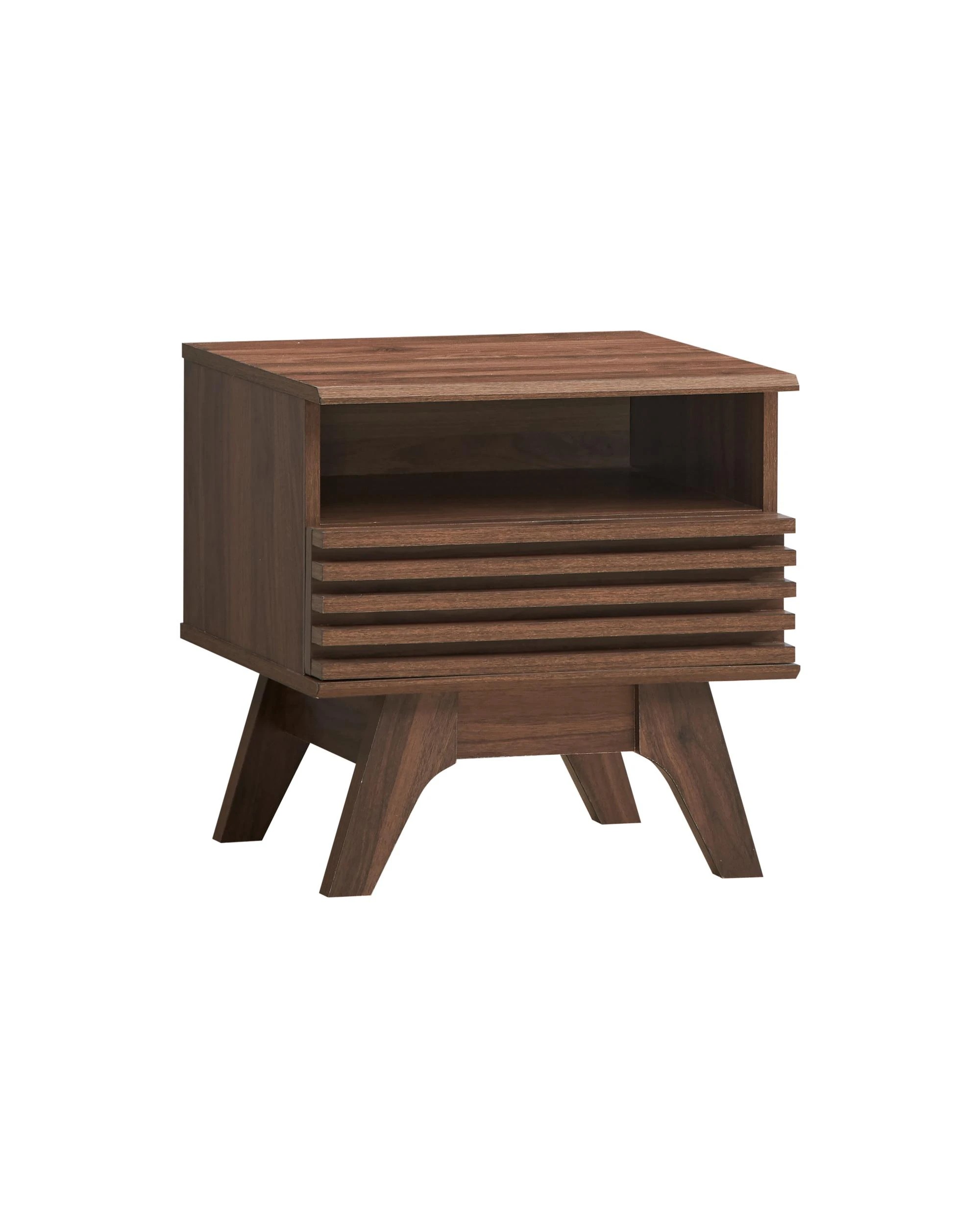 1 Kodu Bedside Unit Side Table Nightstand 1 Drawer Walnut - Brown, 1 of 5