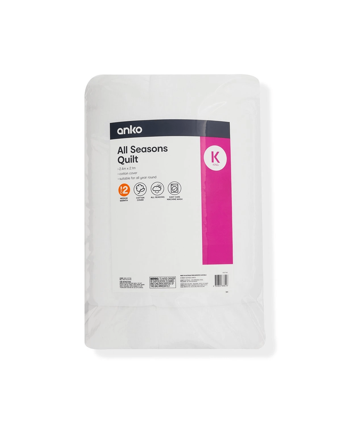 1 Medium Warmth All Seasons Quilt - King Bed, White, 1 of 6