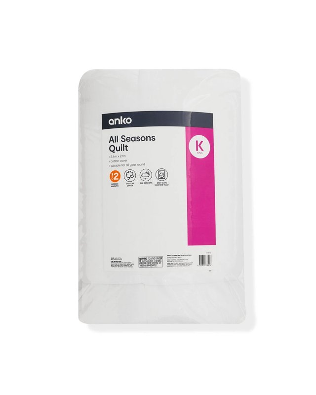 Medium Warmth All Seasons Quilt - King Bed, W