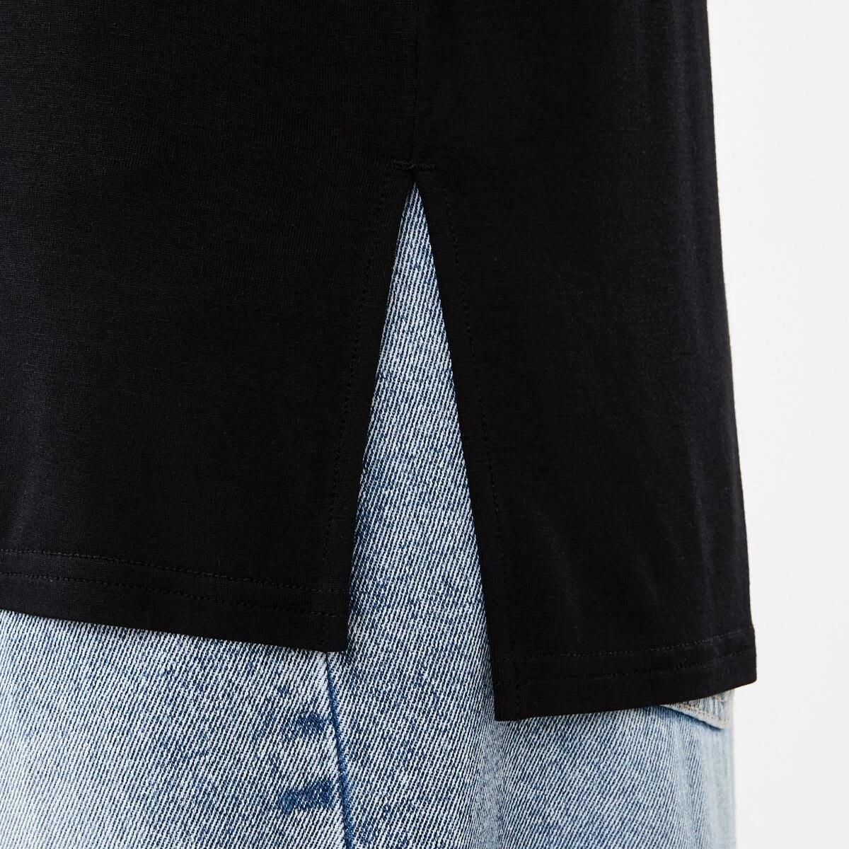 6 Short Sleeve Stepped Hem Tunic BLACK, 6 of 6