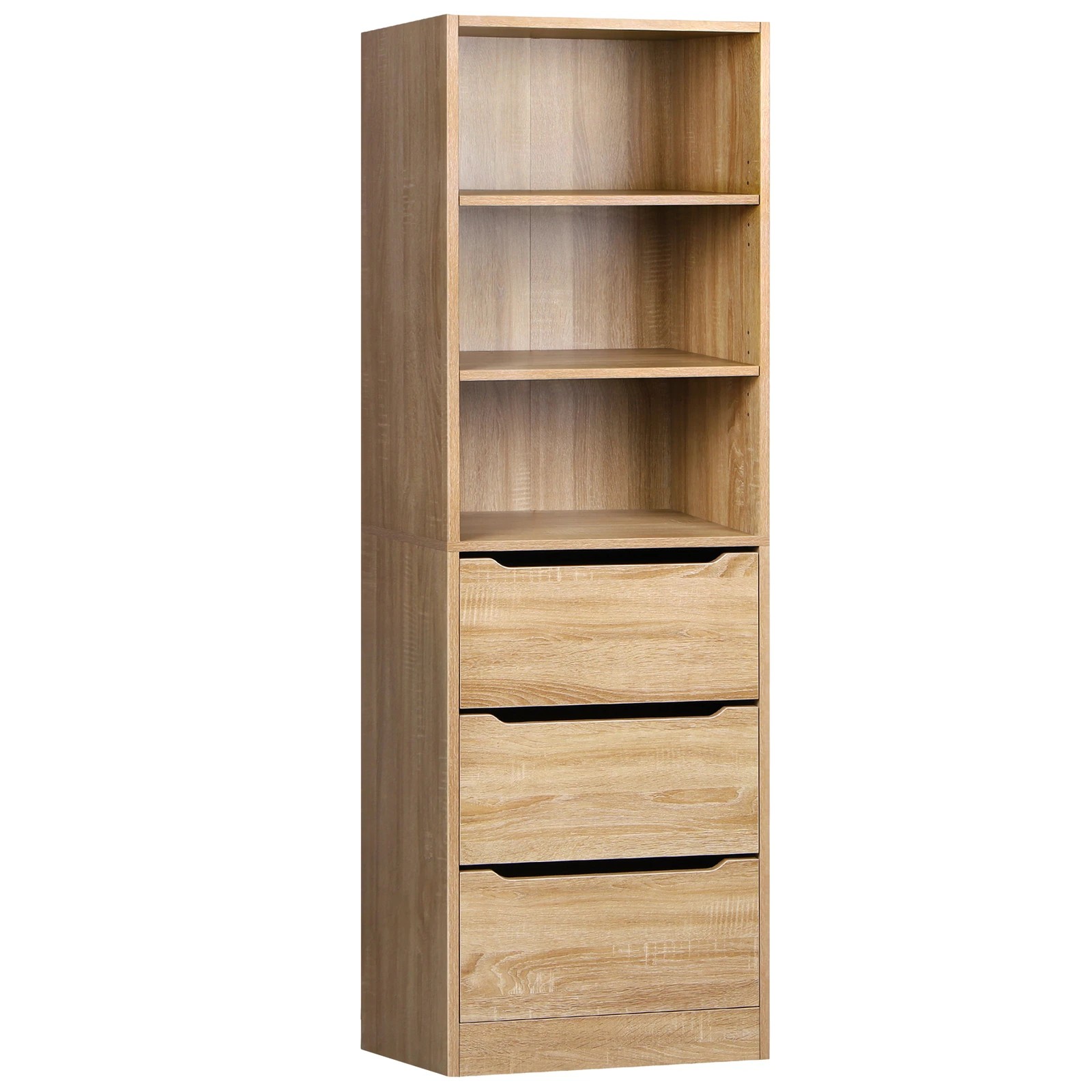 1 Alfordson Chest of 3 Drawers Office Storage Cabinet Tallboy Bedroom - Oak, 1 of 10