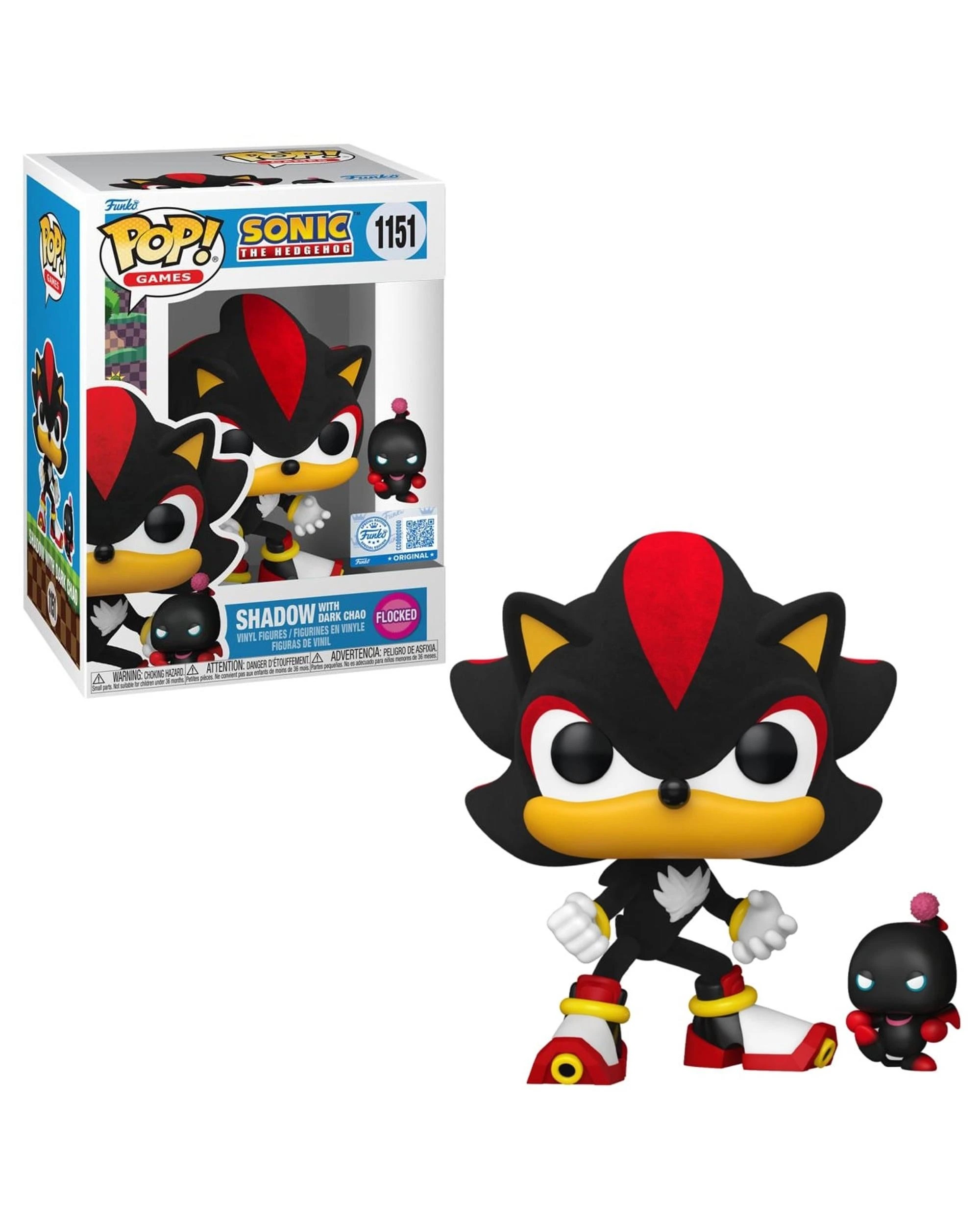 1 Sonic the Hedgehog Shadow with Dark Chao Flocked Funko POP! Vinyl, 1 of 3