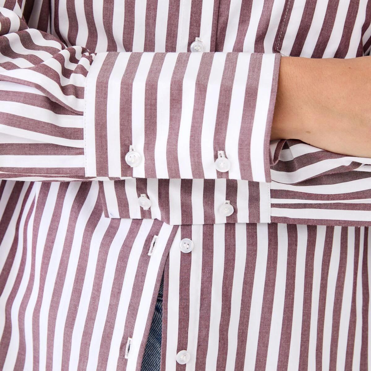 7 Long Sleeve Oversized Cotton Shirt Deep Strpe, 7 of 8