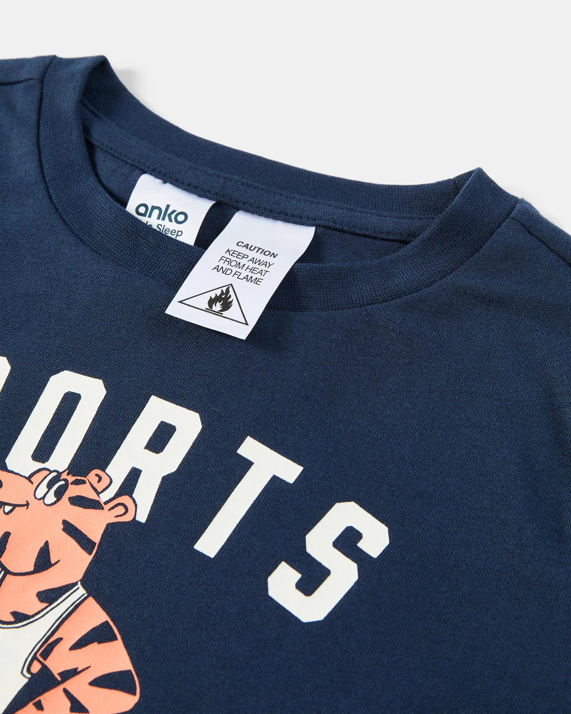 7 Short Sleeve Knit Pyjama Set Nvy Tiger, 7 of 9
