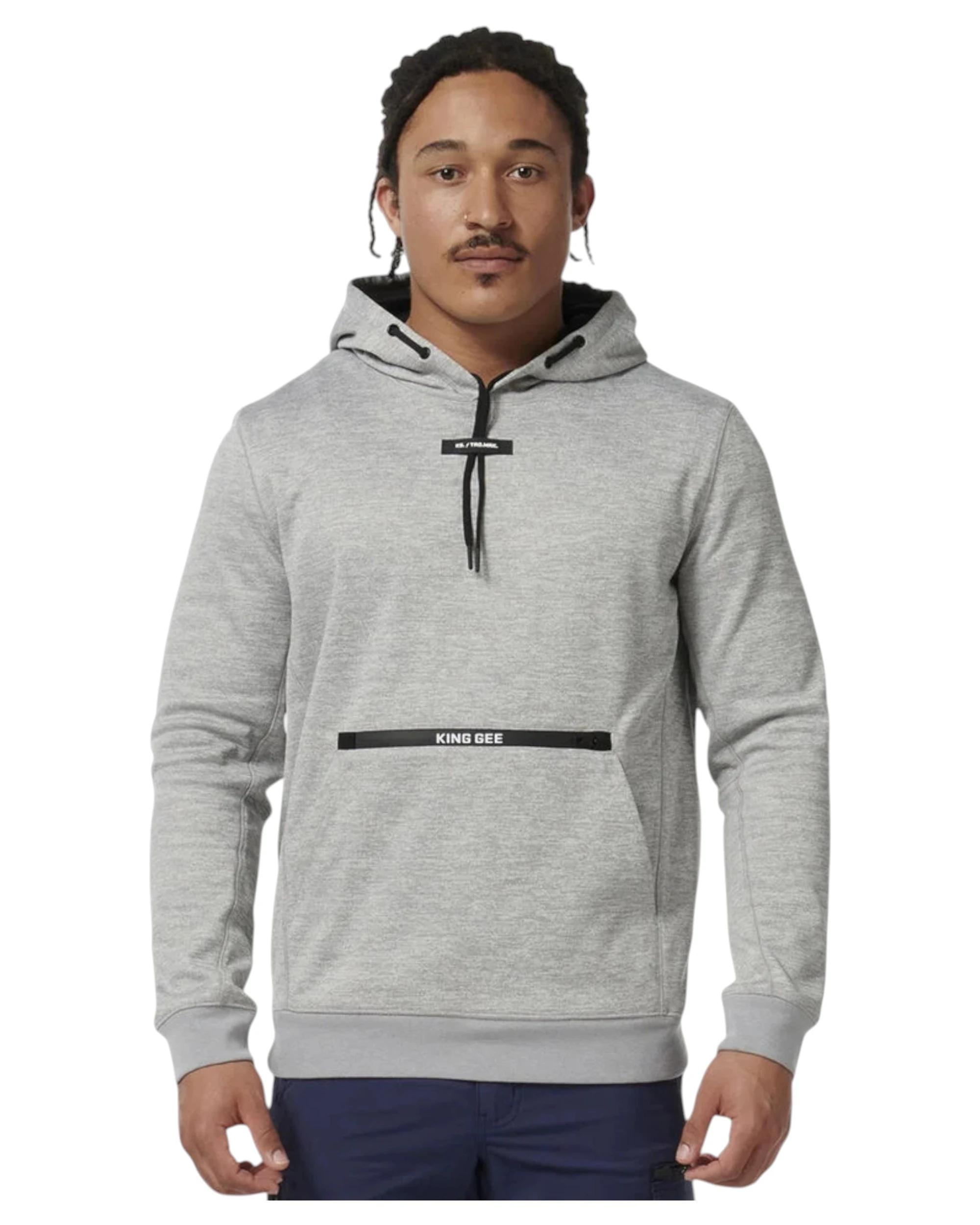 1 KingGee Mens Trademark Tech Pullover Hoodie GREY, 1 of 9