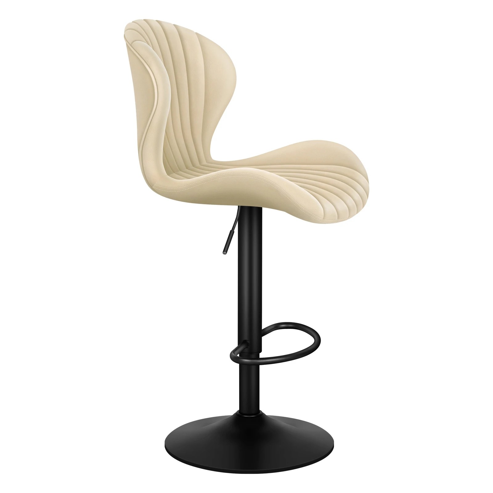 5 Alfordson 2x Bar Stools Gas Lift Air Leather Bar Chairs Kitchen Swivel - Beige, 5 of 10