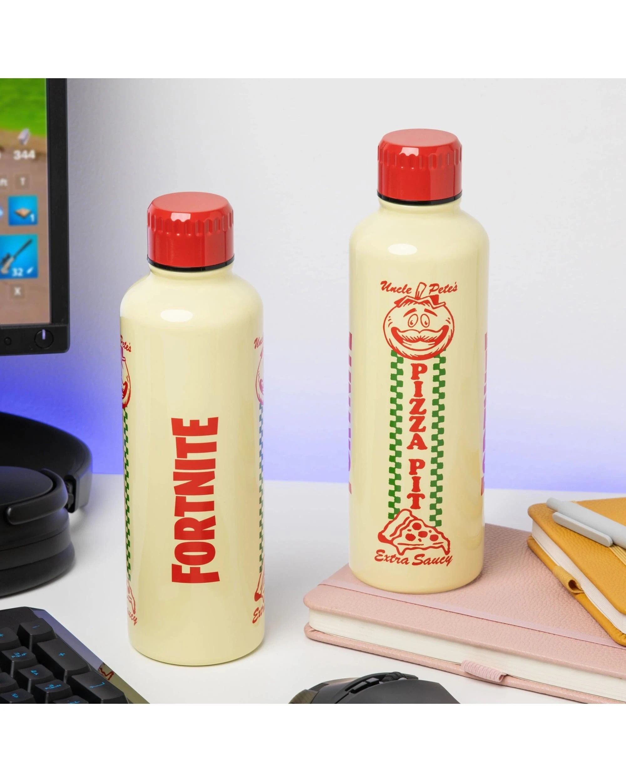 3 Paladone Fortnite Uncle Petes Pizza Pit Metal Water Bottle - Beige, 3 of 3