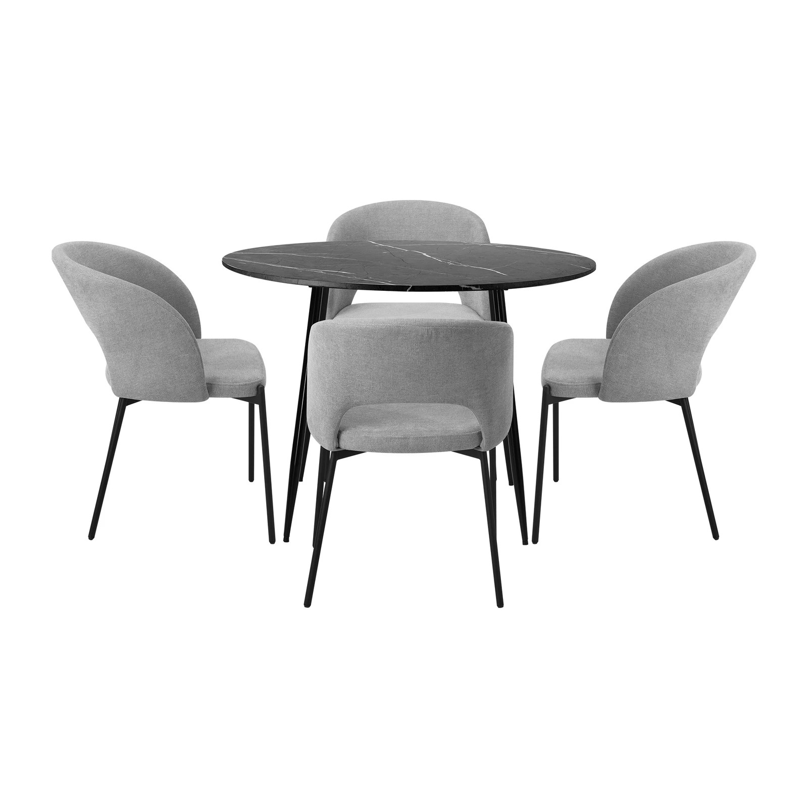 8 Oikiture 110cm Round Dining Table With 4pcs Dining Chairs Fabric Metal Legs
 - Multi, 8 of 10