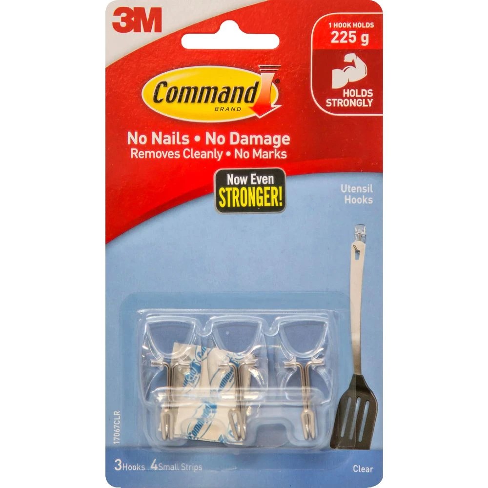2 3M Command Small Utensil Hooks with Strips Clear, 2 of 3
