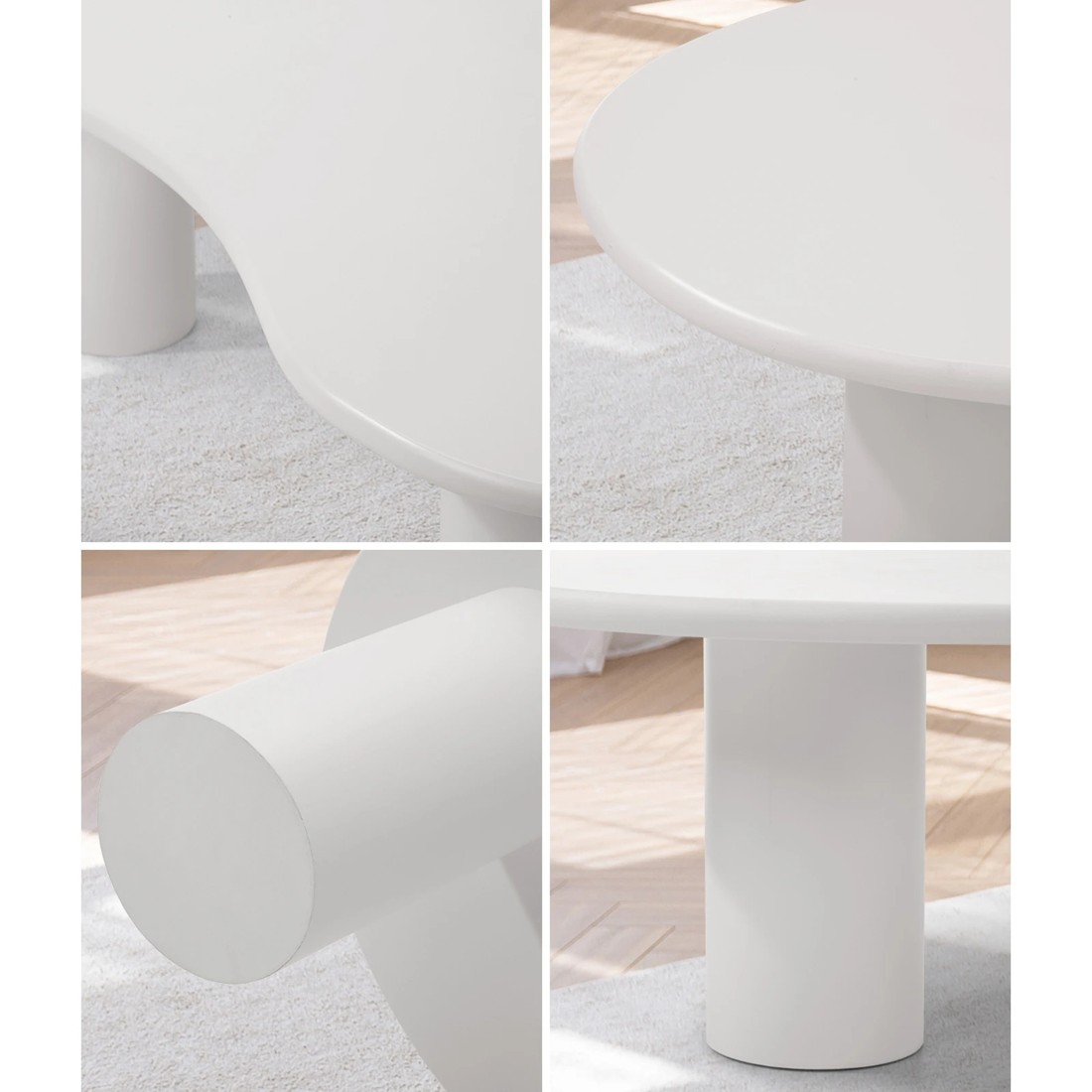 4 Oikiture Coffee Table Sofa Cafe Desk Side Tables Living Room Irregular
 - White, 4 of 10