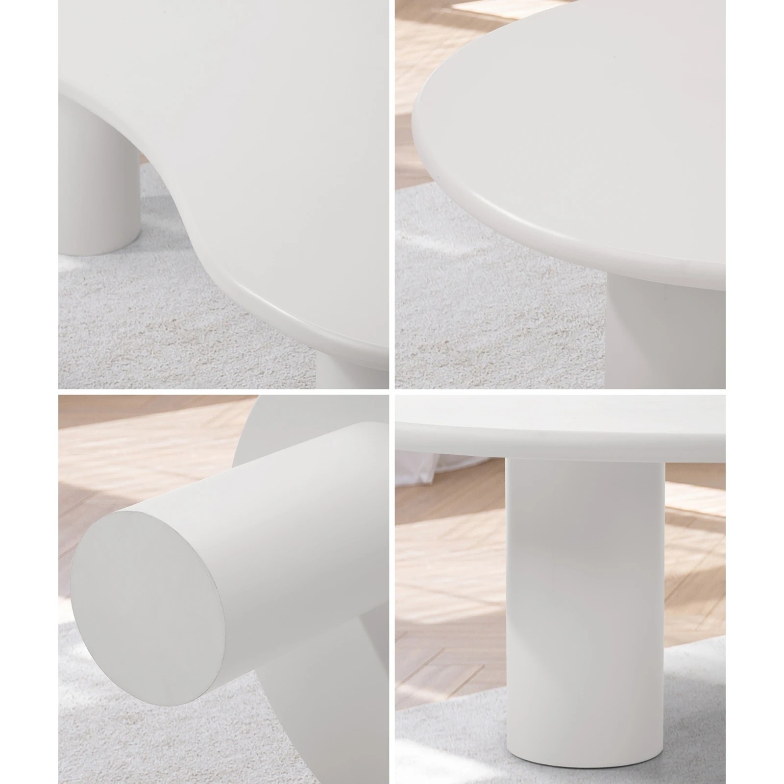 4 Oikiture Coffee Table Sofa Cafe Desk Side Tables Living Room Irregular
 - White, 4 of 10