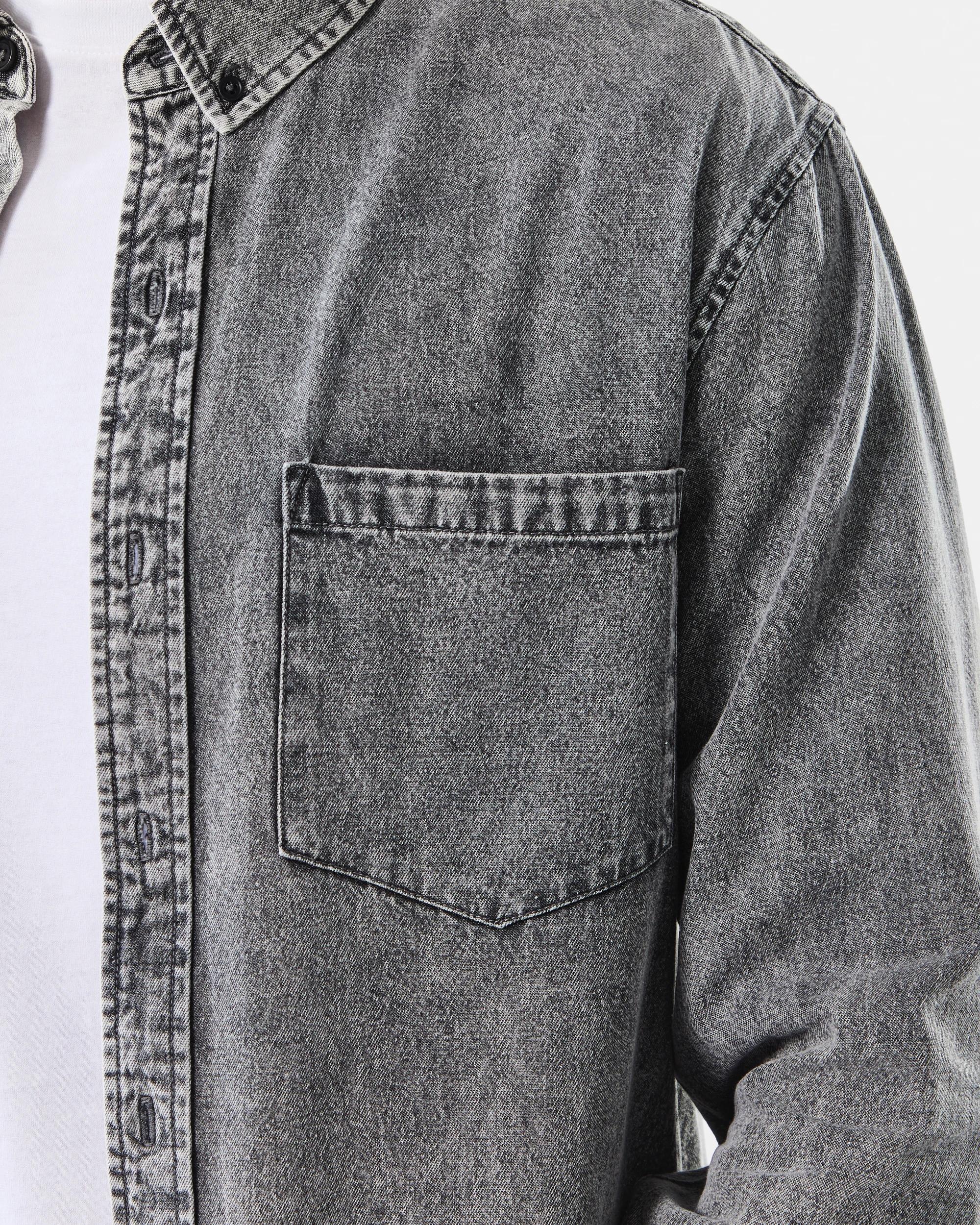 6 Long Sleeve Denim Shirt Wash Black, 6 of 9