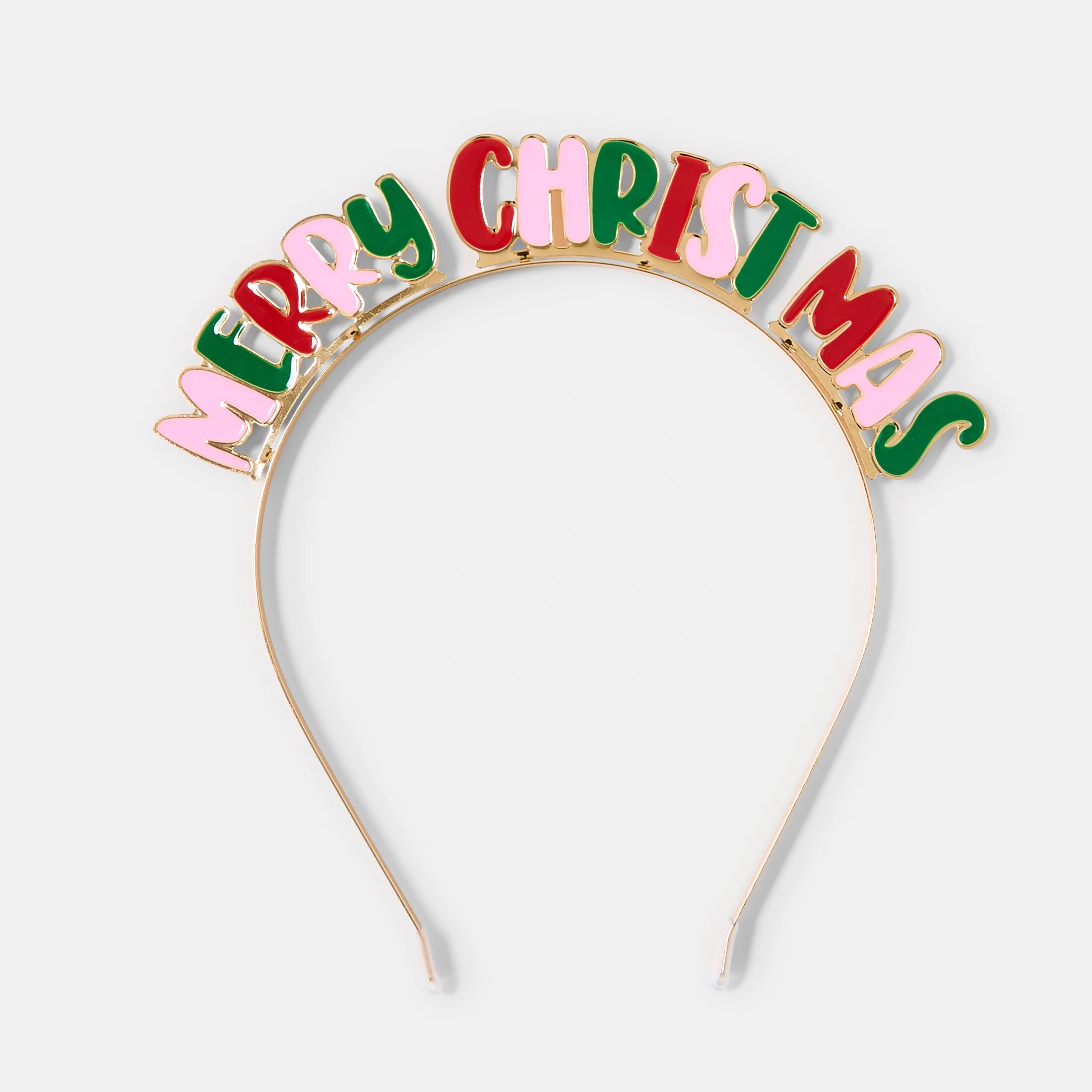 2 Merry Christmas Headband - Gold Tone, Pink, Red and Green, 2 of 3