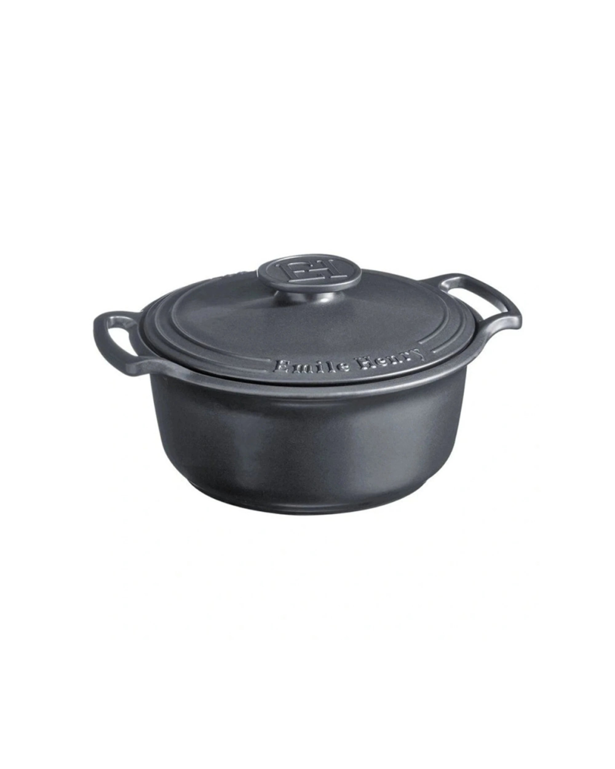 1 Emile Henry Sublime Round Casserole Dish Ceramic Cookware Oven Safe 4L Graphite - Charcoal, 1 of 5