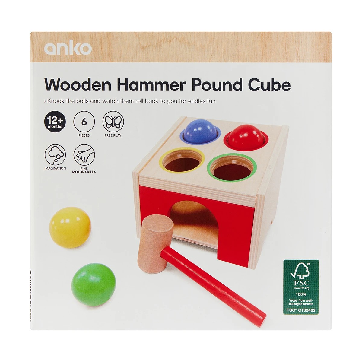 9 6 Piece Wooden Hammer Pound Cube, 9 of 9