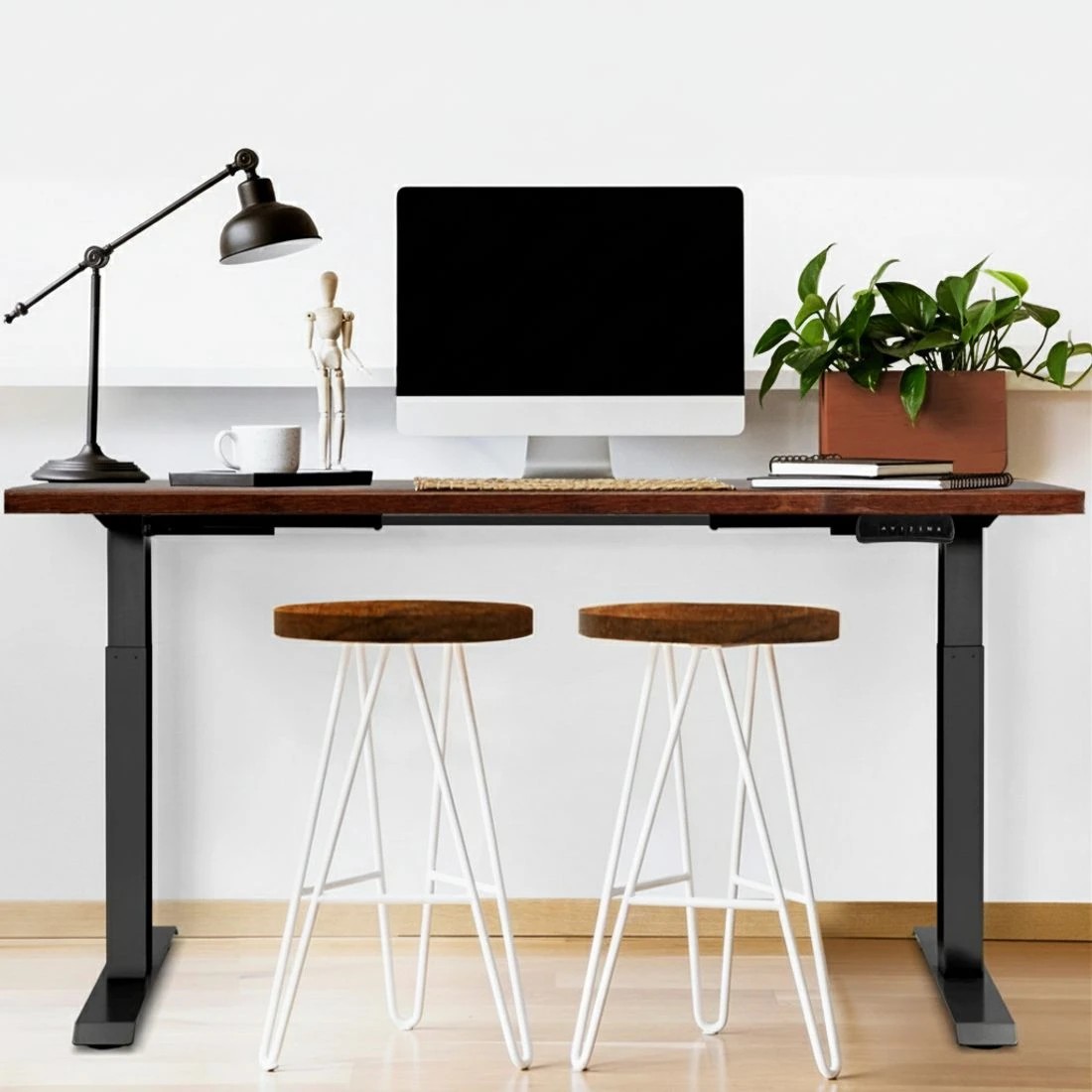 6 Artiss Standing Desk Motorised Dual Motor Rustic Brwon 120CM - Brown, 6 of 6