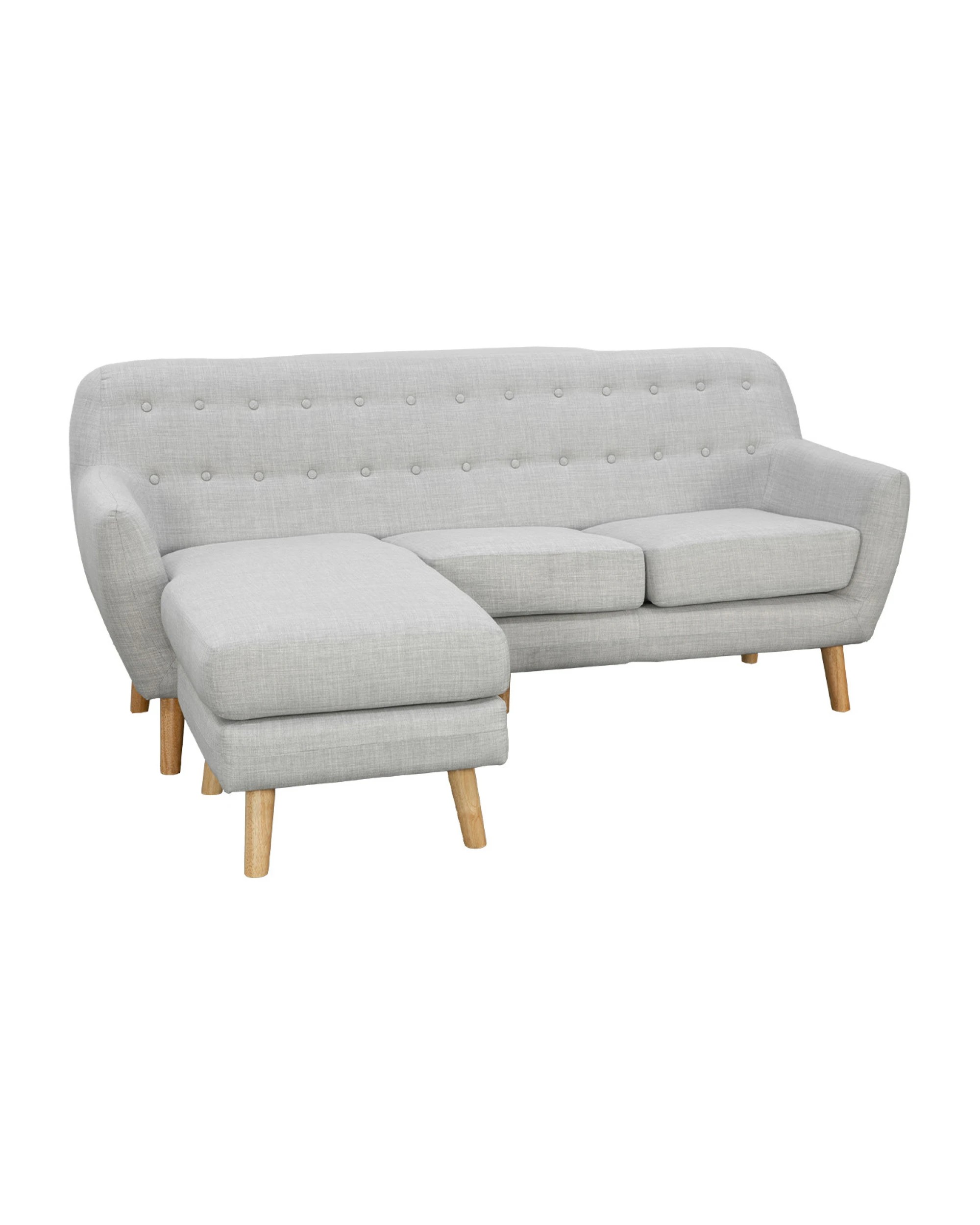 3 Sarantino Linen Corner Sofa Lounge L-shaped Chaise Light Grey, 3 of 10