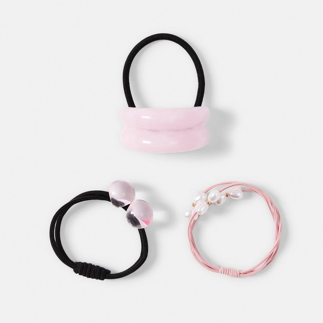 2 3 Pack Acrylic Hair Ties - Pink and Black, 2 of 4