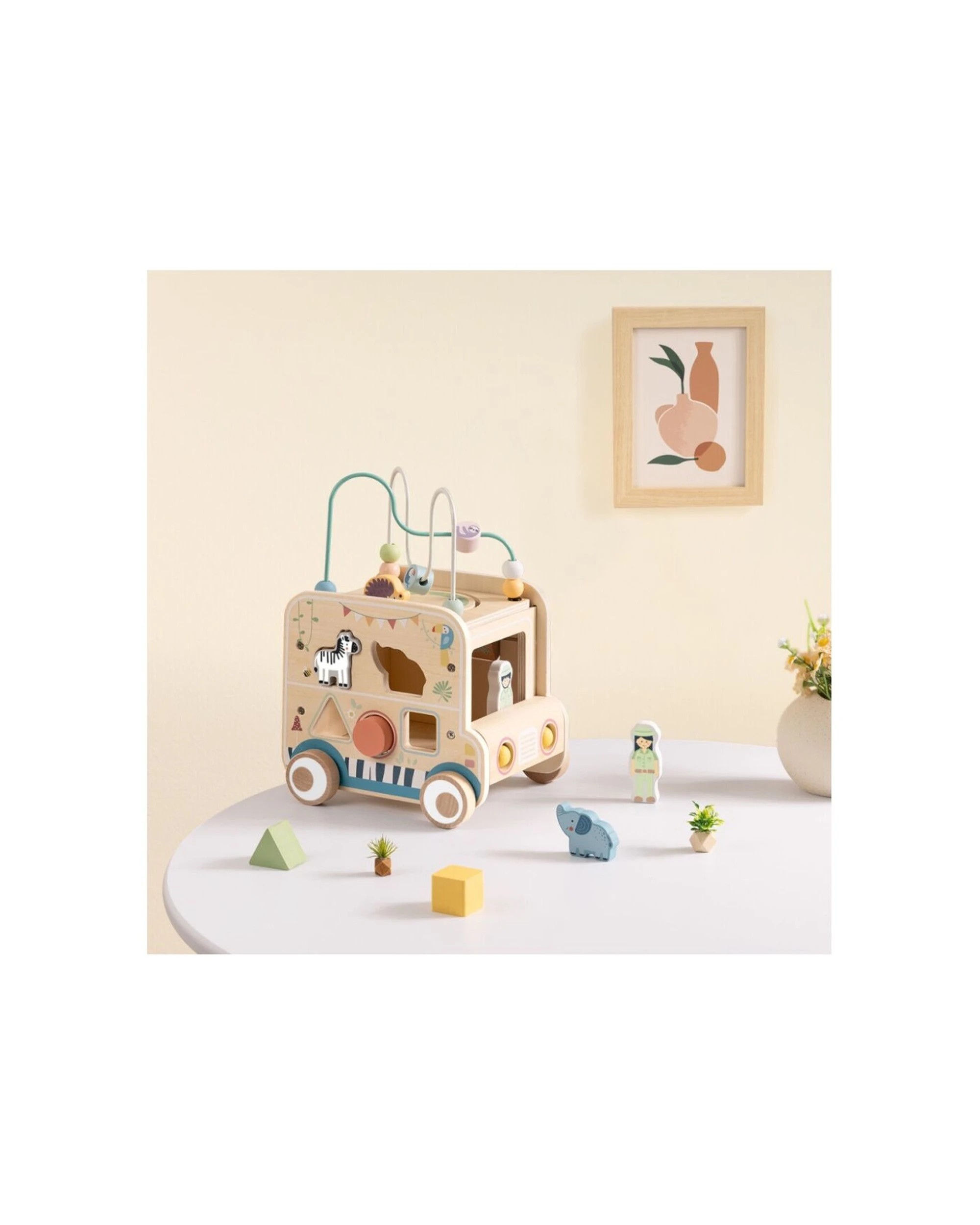 5 Tooky Toy Versatile Safari Hunting Vehicle Wooden Activity Kids Children - Natural, 5 of 7