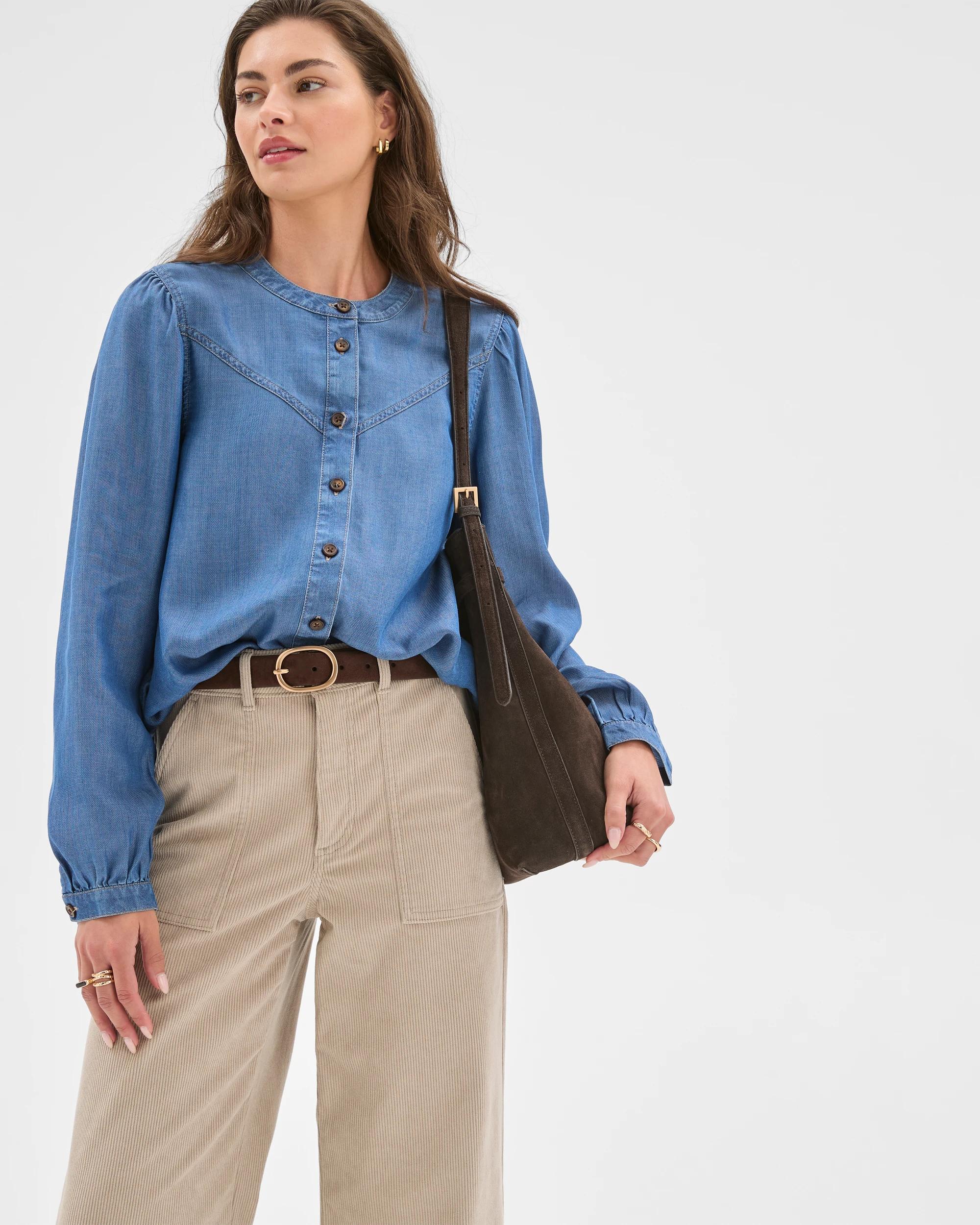 7 Target Petites Yoke Detail Chambray Shirt VINTAGE WASH, 7 of 7