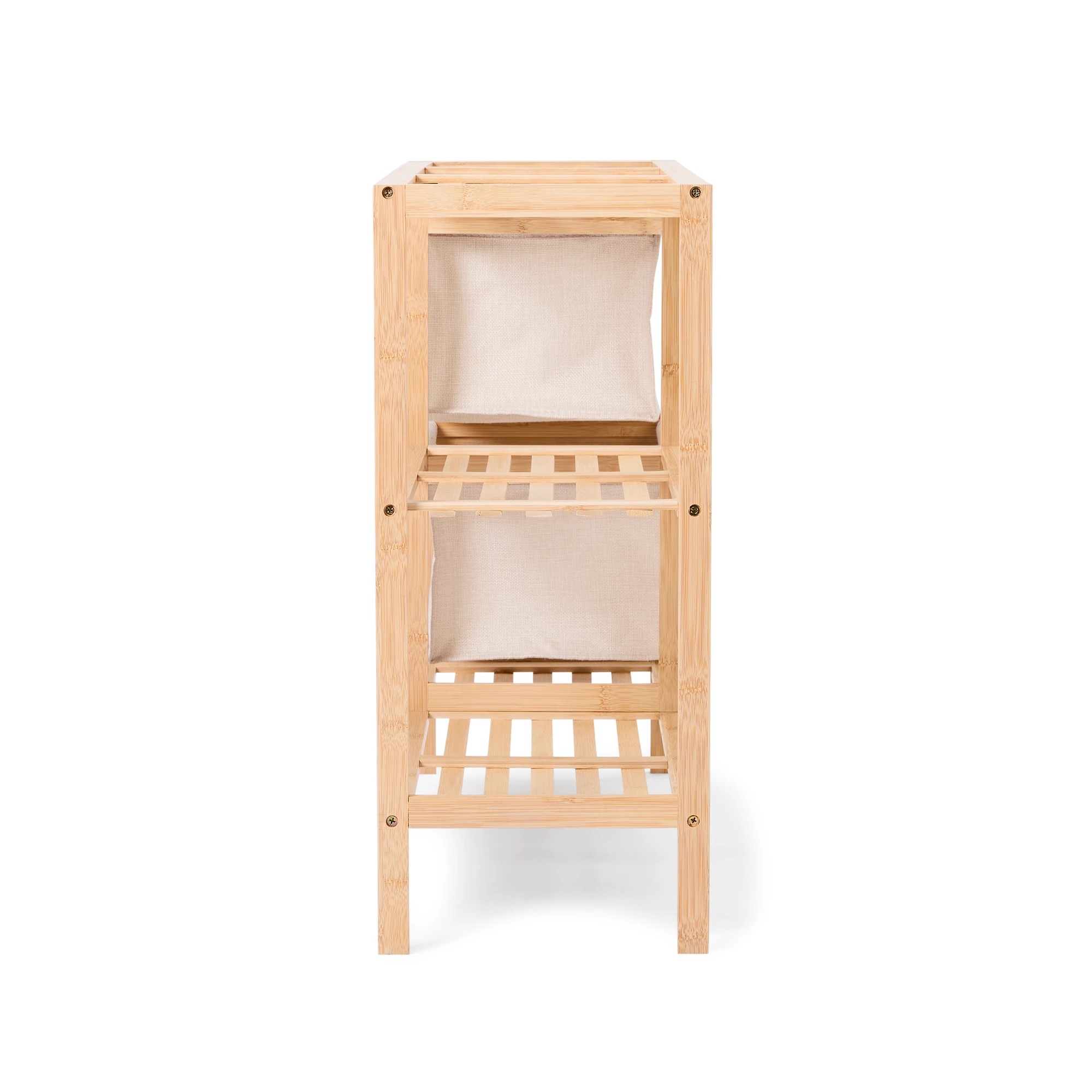 6 Linen Look Bamboo Shoe Storage with 2 Baskets, 6 of 10
