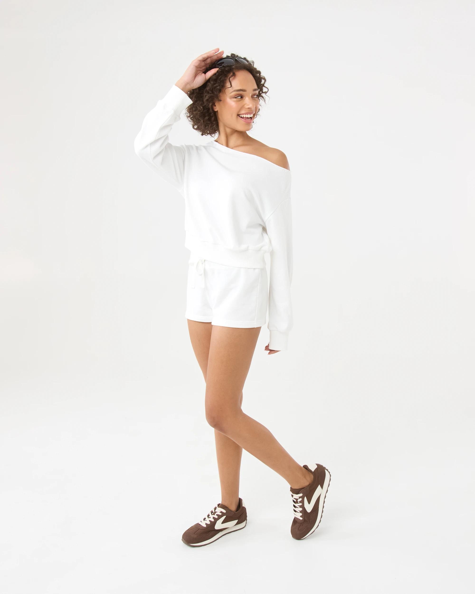 3 Off The Shoulder Sweatshirt Snw White, 3 of 8