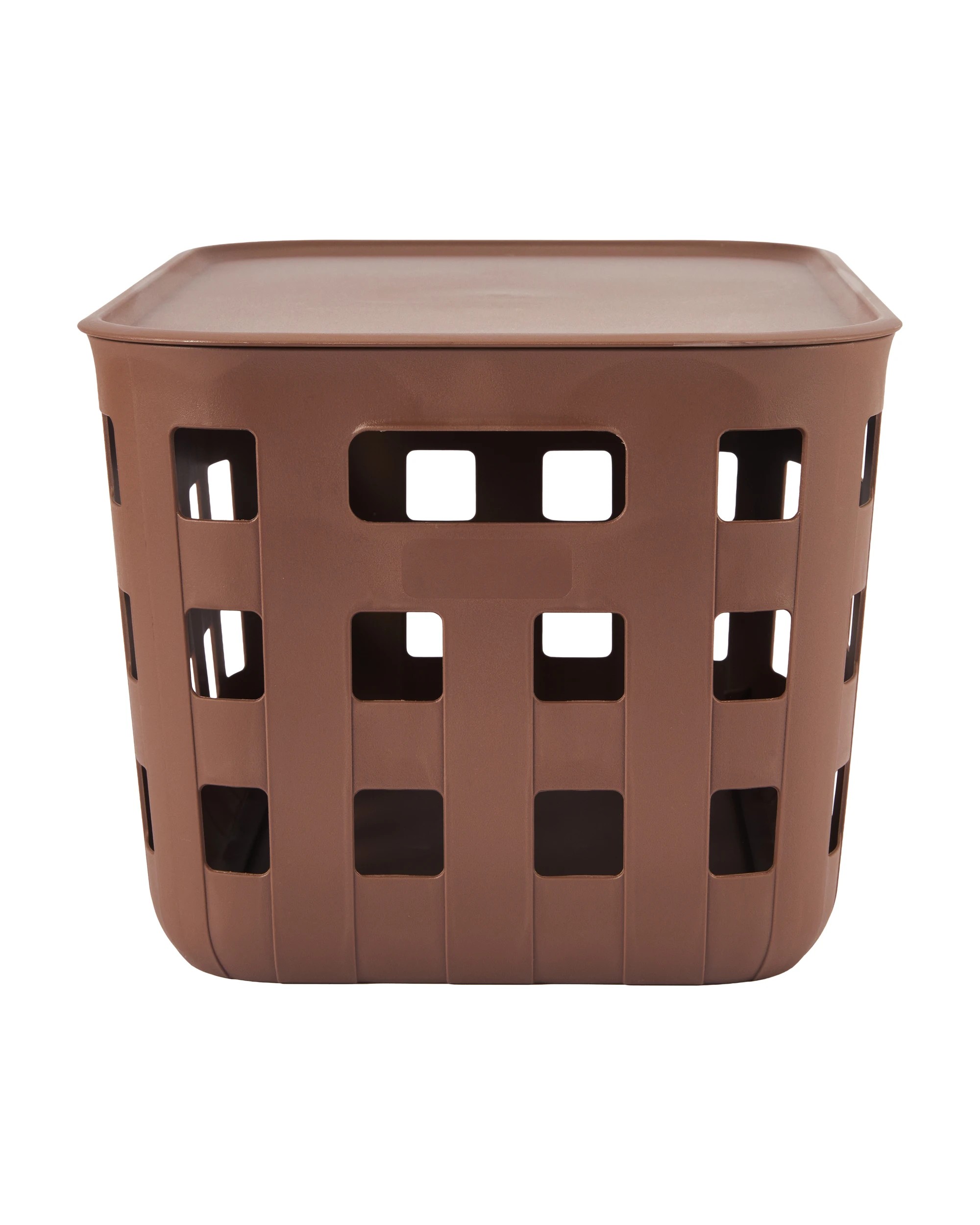 4 18L Rectangle Trellis Basket with Lid - Chocolate, 4 of 8