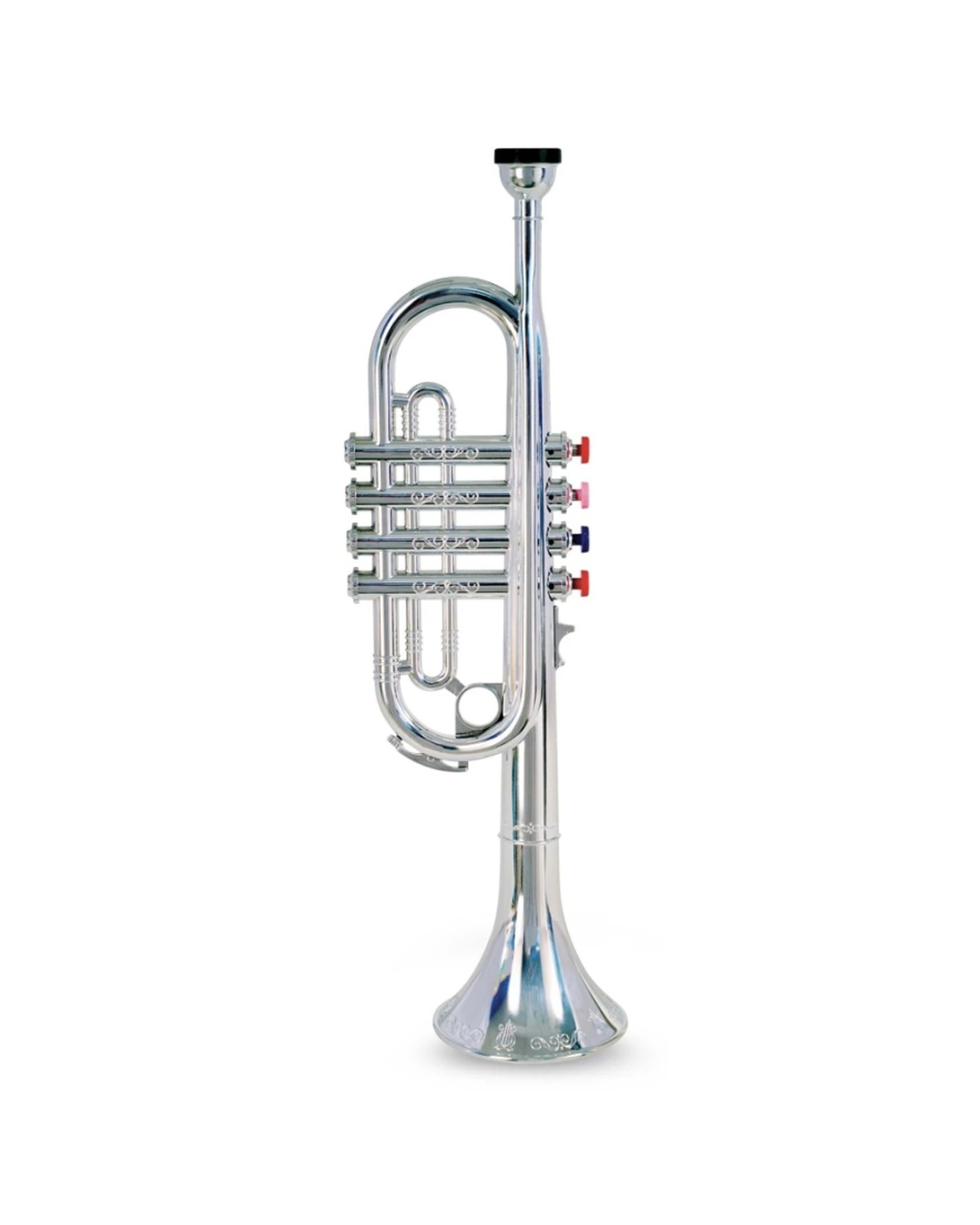 1 Bontempi Trumpet With 4 Coloured Keys Musical Instrument 42cm - Silver, 1 of 3