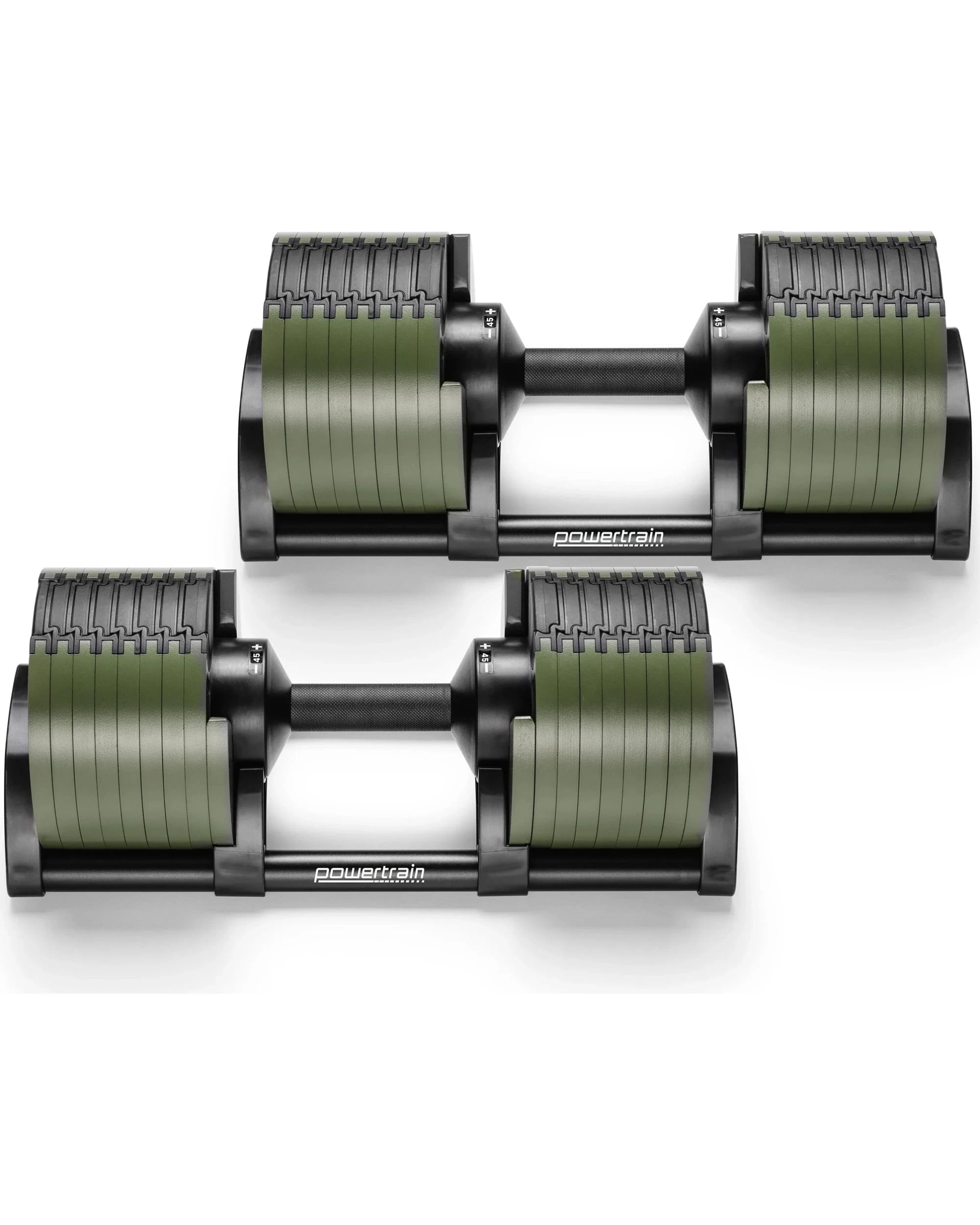 4 Powertrain Eon 45KG Dial Up Adjustable Dumbbell Pair 9 Weight Options Safety Lock Easy Adjustment - Green, 4 of 8