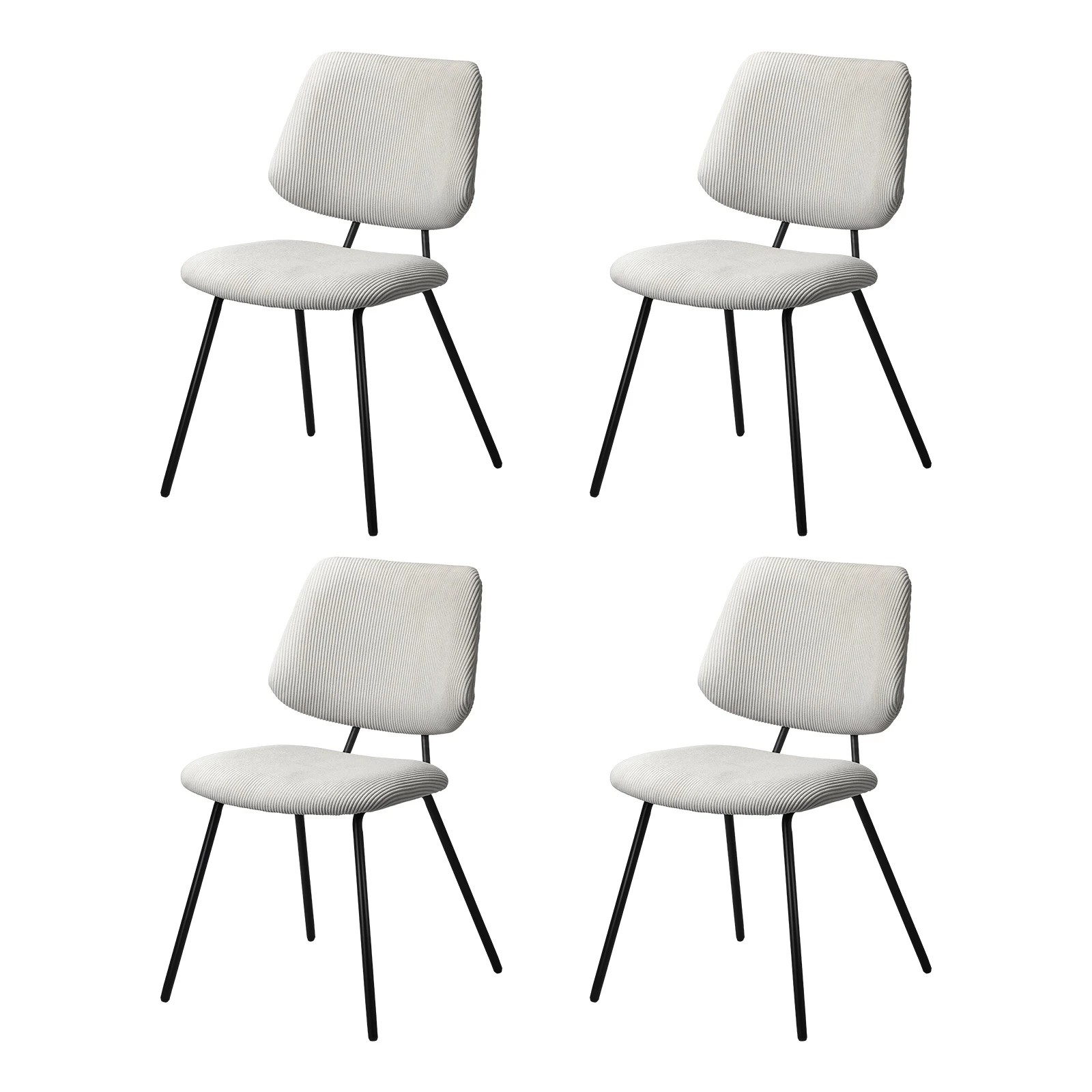 3 Oikiture 4x Dining Chair Vintage Retro Polyester Kitchen Padded Lounge - White, 3 of 9