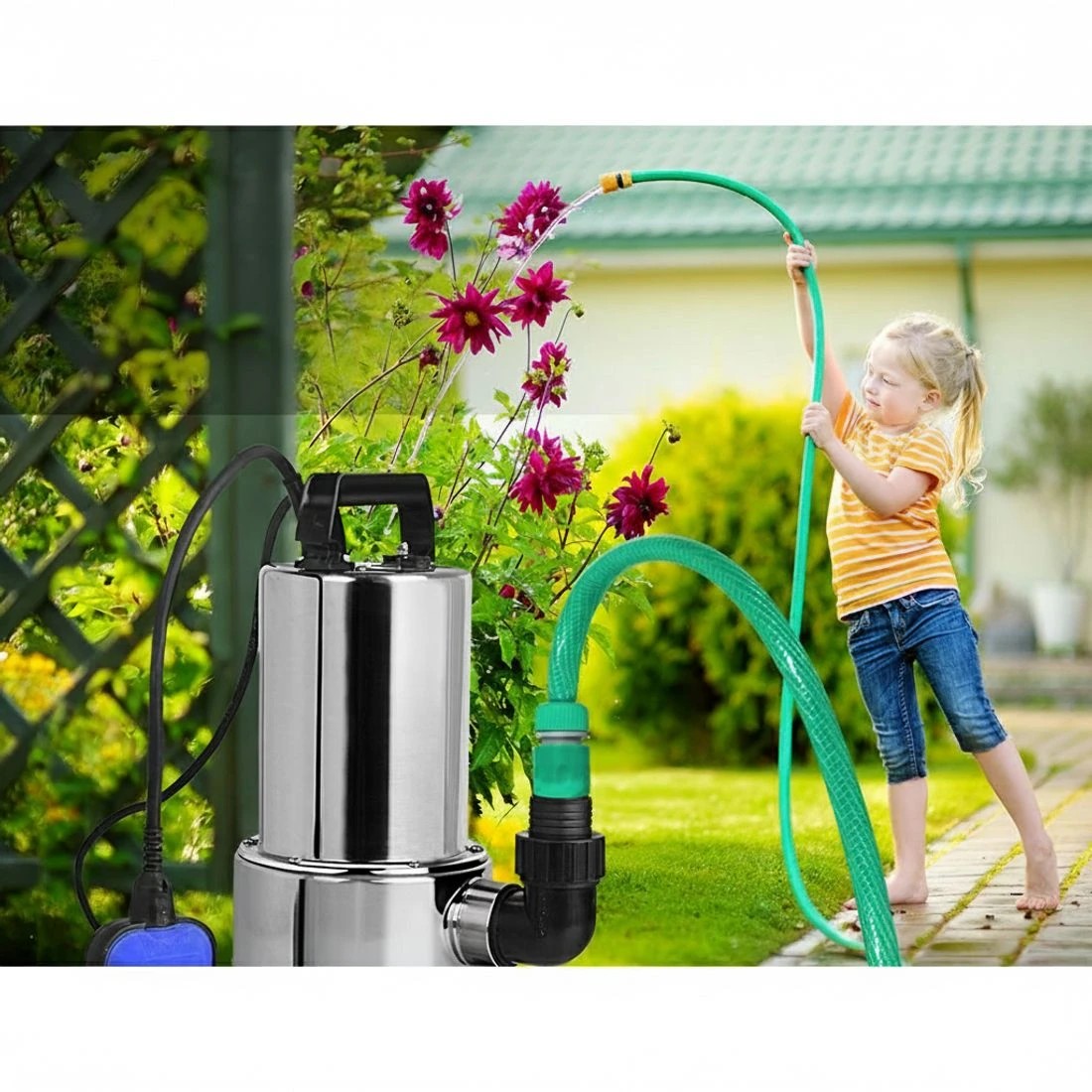 4 Giantz 1800W Max. Submersible Dirty Water Pump Bore Tank Well Steel Automatic Clean - Silver, 4 of 7