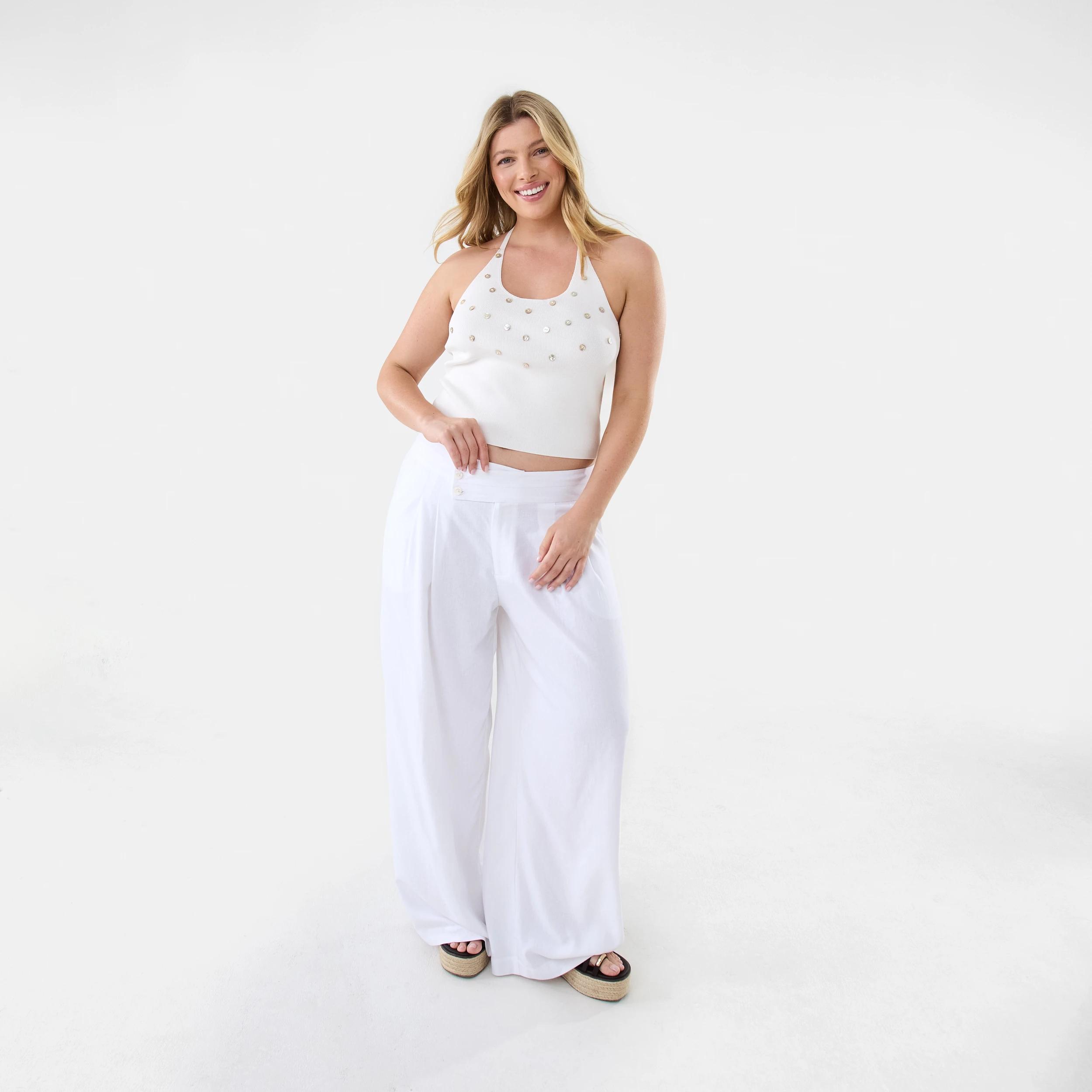 3 Sleeveless Button Detail Top White, 3 of 9