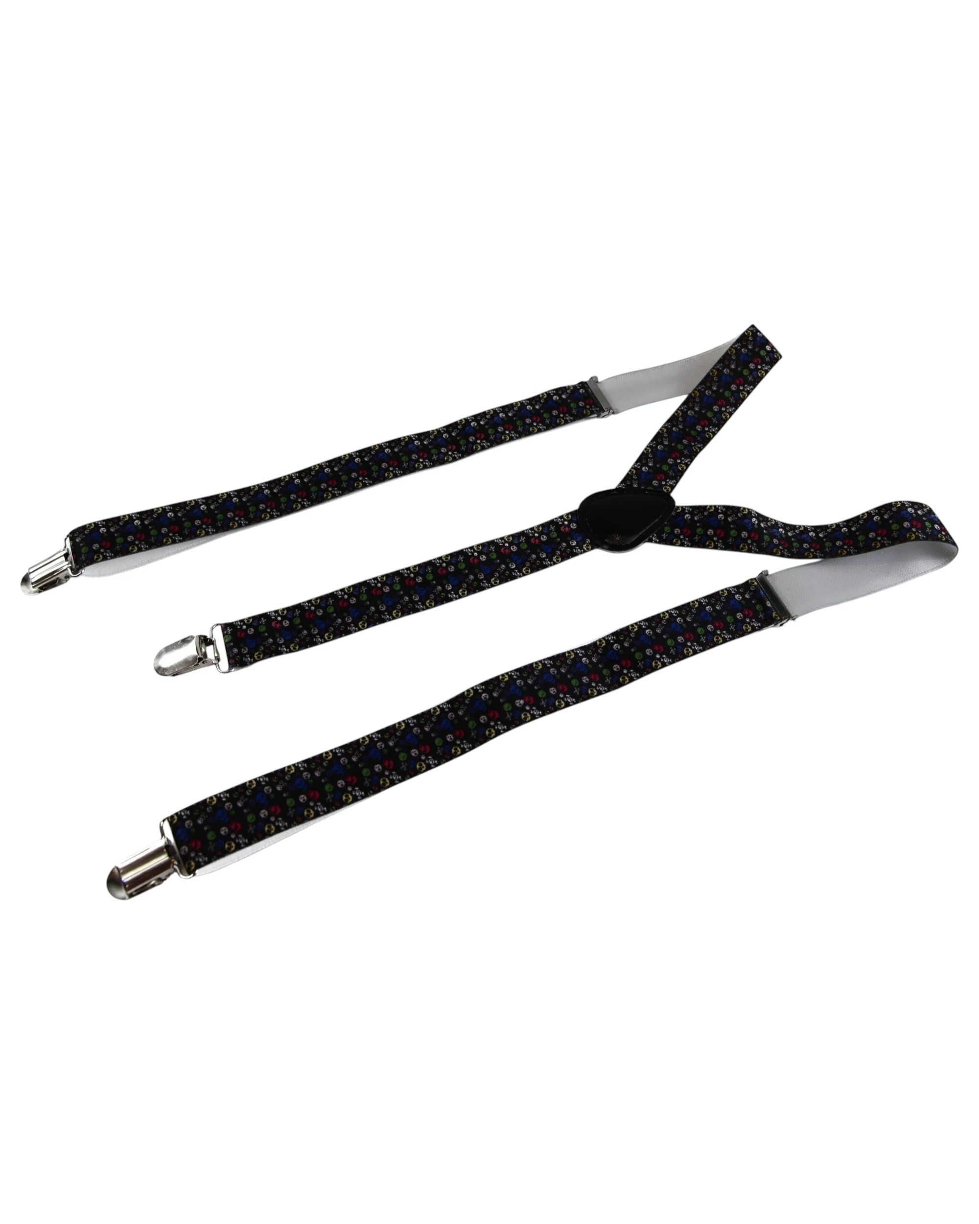 2 Zasel Mens Adjustable Rainbow Skulls Patterned Suspenders - Multi - Multi, 2 of 5