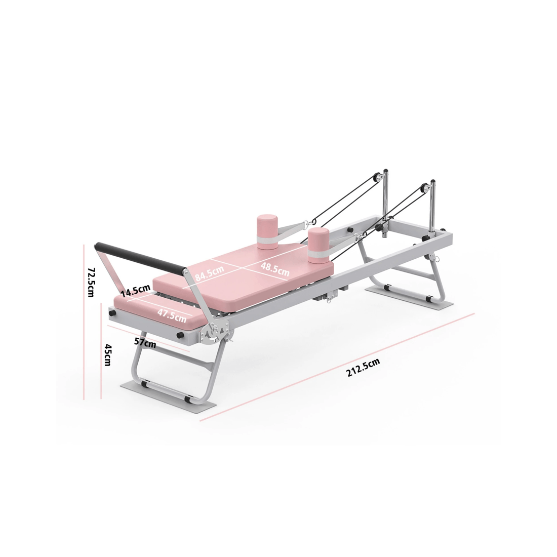 7 Advwin Foldable Pilates Reformer Machine Exercise Equipment with Wheels Pink, 7 of 7