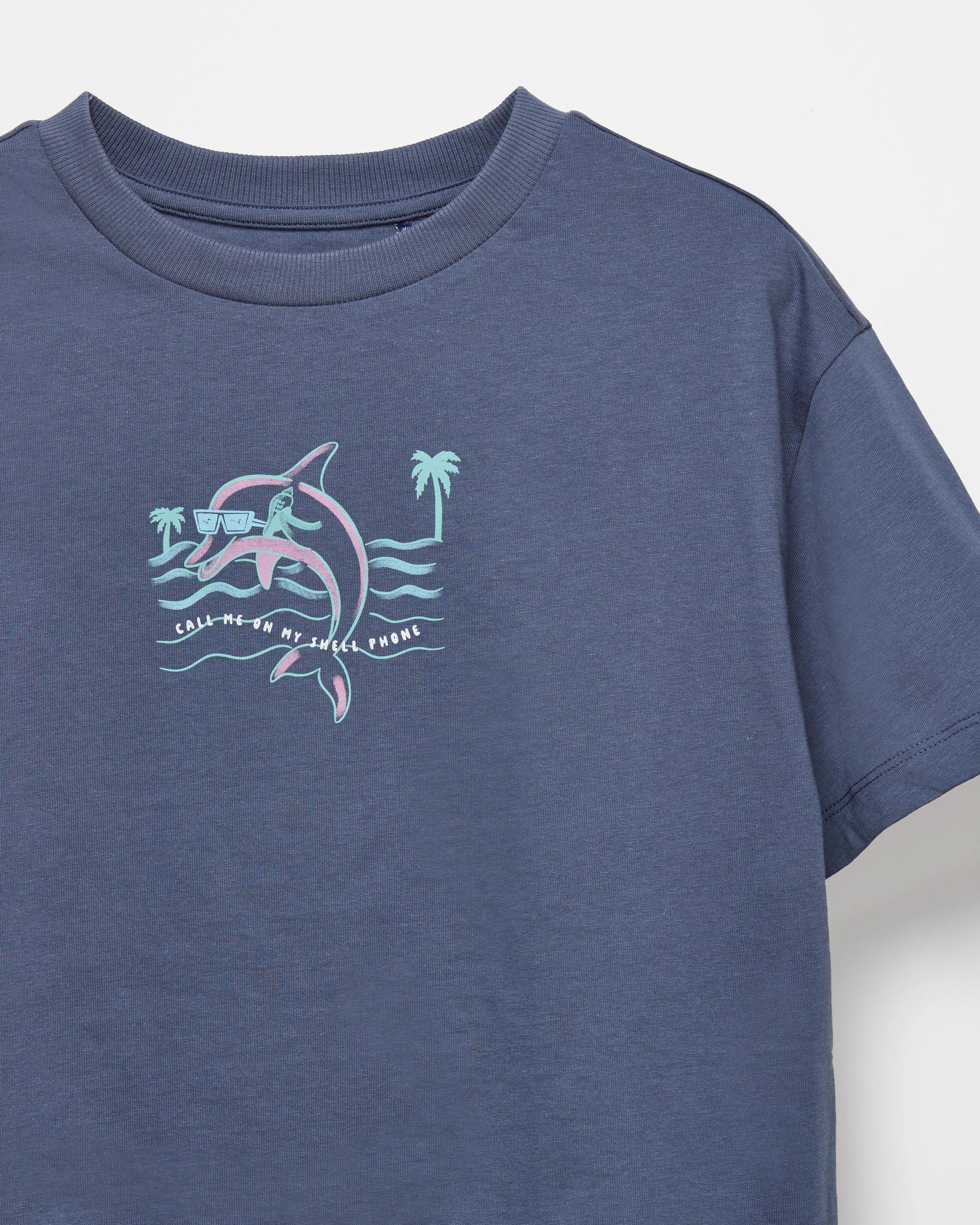 5 Target Australian Cotton Longline Print T-shirt NAVY SHELL PHONE, 5 of 7