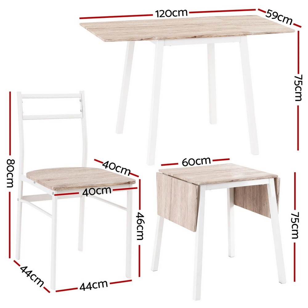 2 Artiss Dining Table and Chairs Set 5pcs Foldable Kitchen Furniture - Natural, 2 of 10