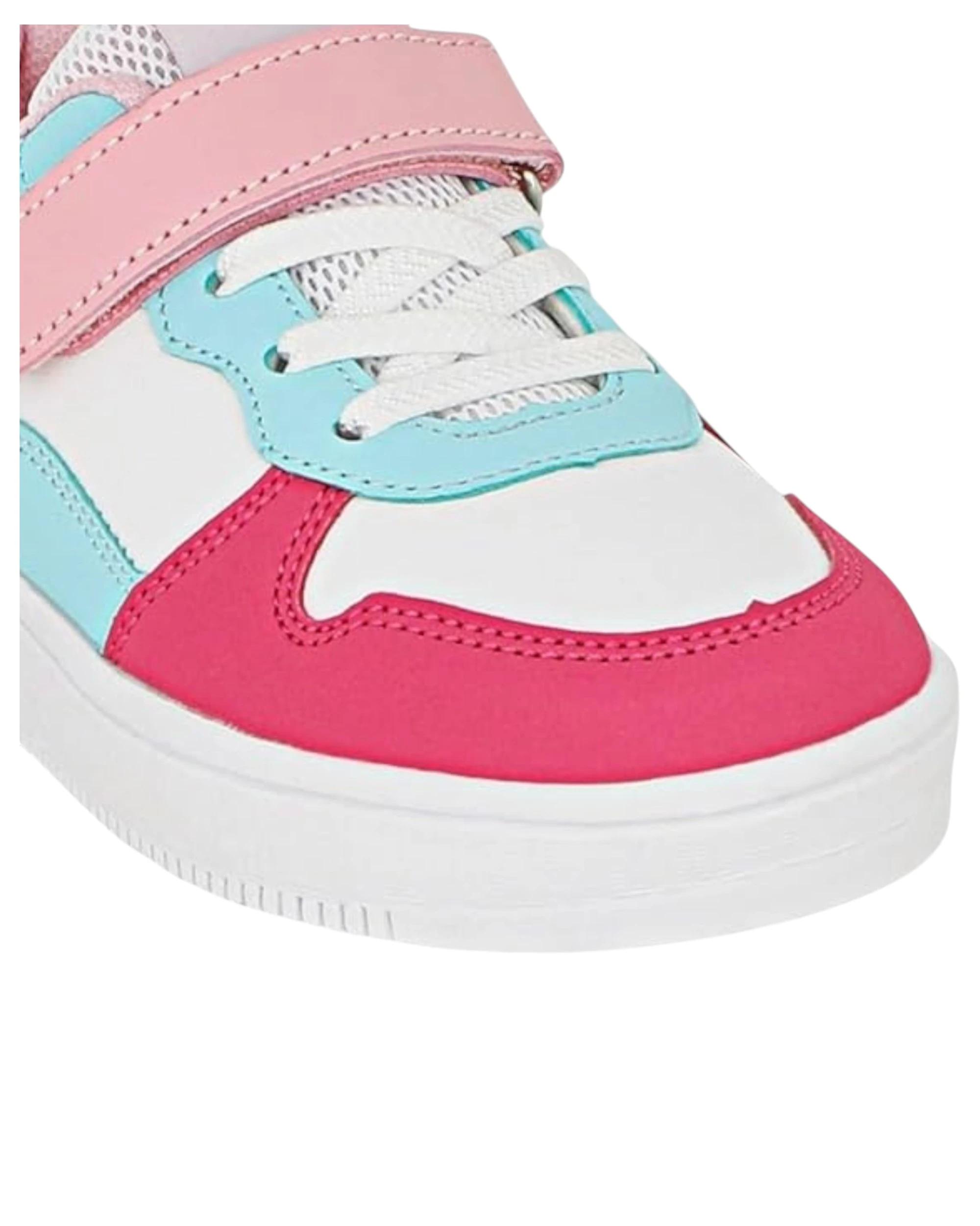 3 Grosby Hoop G Pink/ White/ Blue Girls Kids Sneakers Velcro Shoes PINK/WHITE/BLUE, 3 of 4