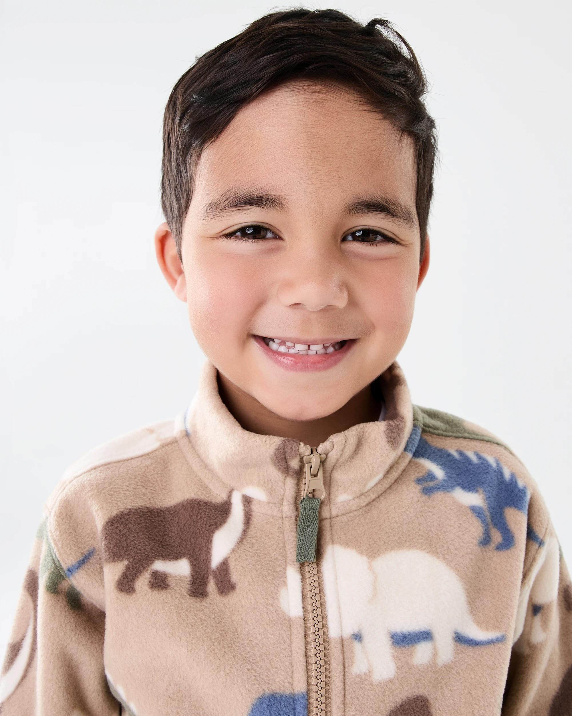 4 Polar Fleece Zip Through Jacket Brn Dino, 4 of 9