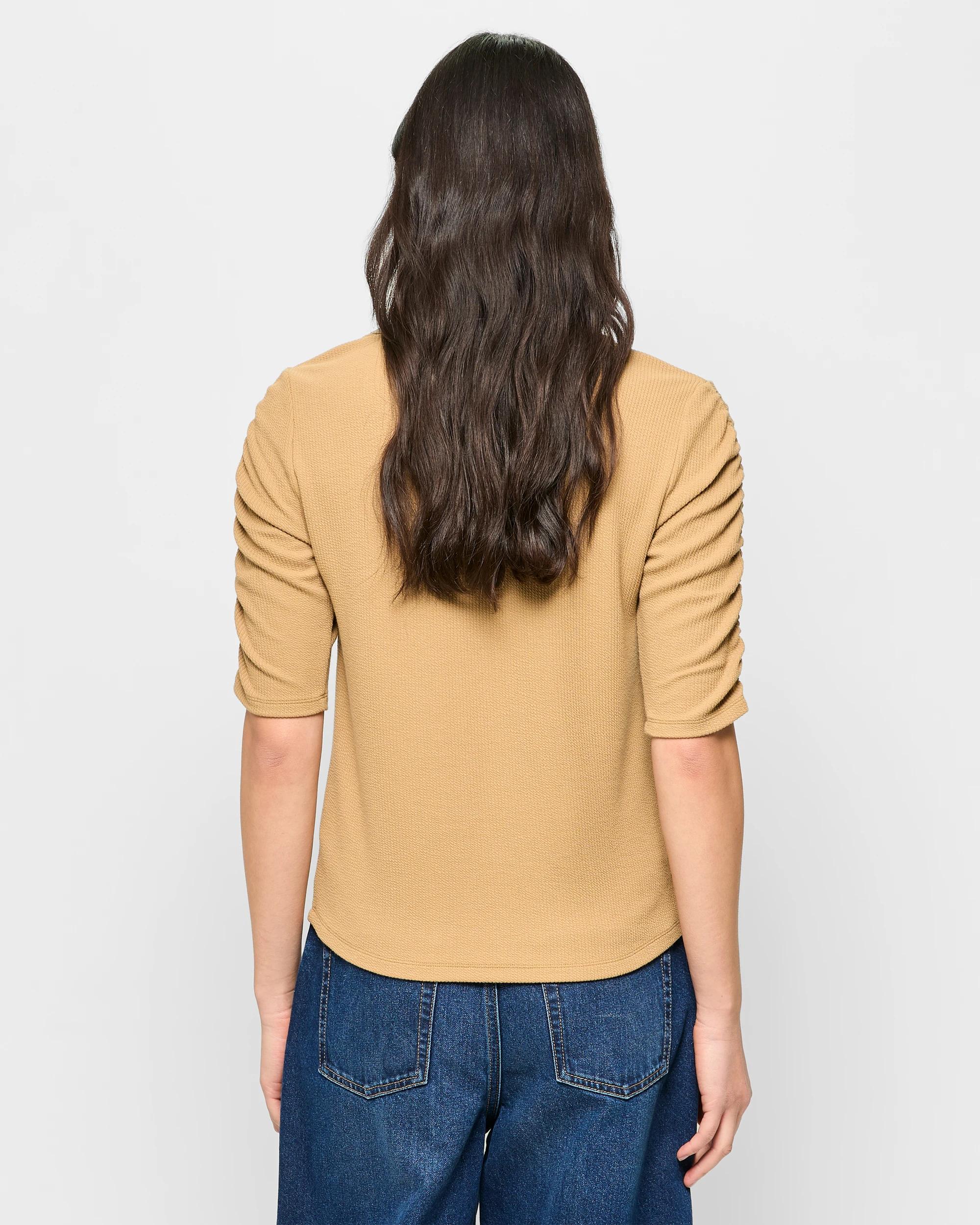 4 Target Ruched Sleeve Textured Top TEAKWOOD, 4 of 5