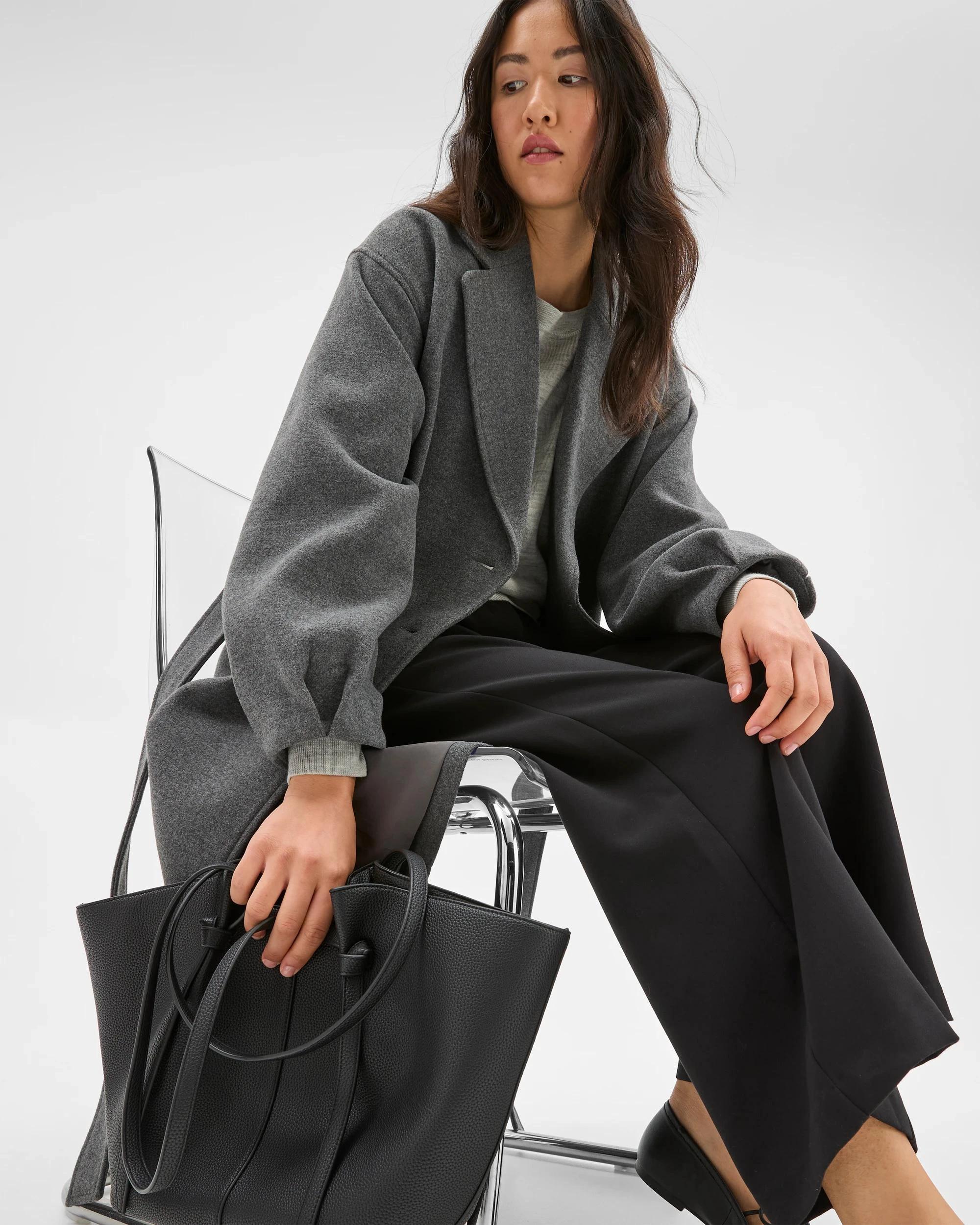 2 Preview Wrap Belted Coat CHARCOAL MARLE, 2 of 7