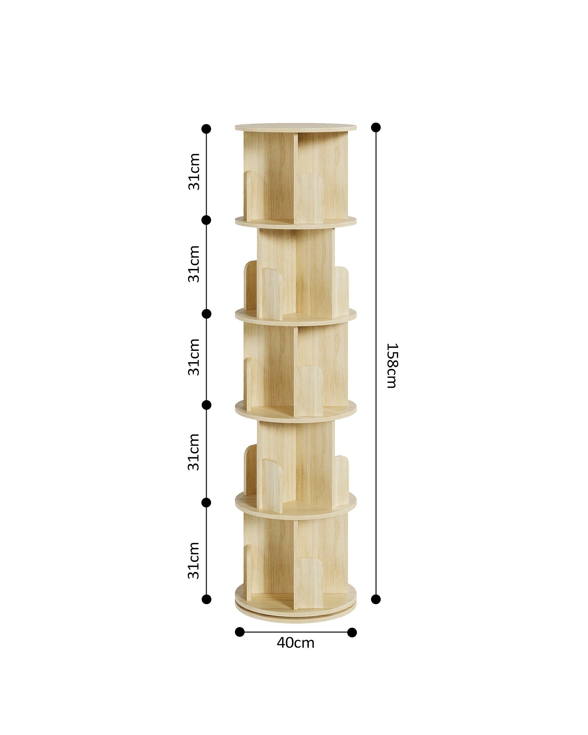 2 Advwin 5 Tiers Bookshelf Rotating Corner Bookcase Cabinet Revolving Display Stand Rack, 2 of 6