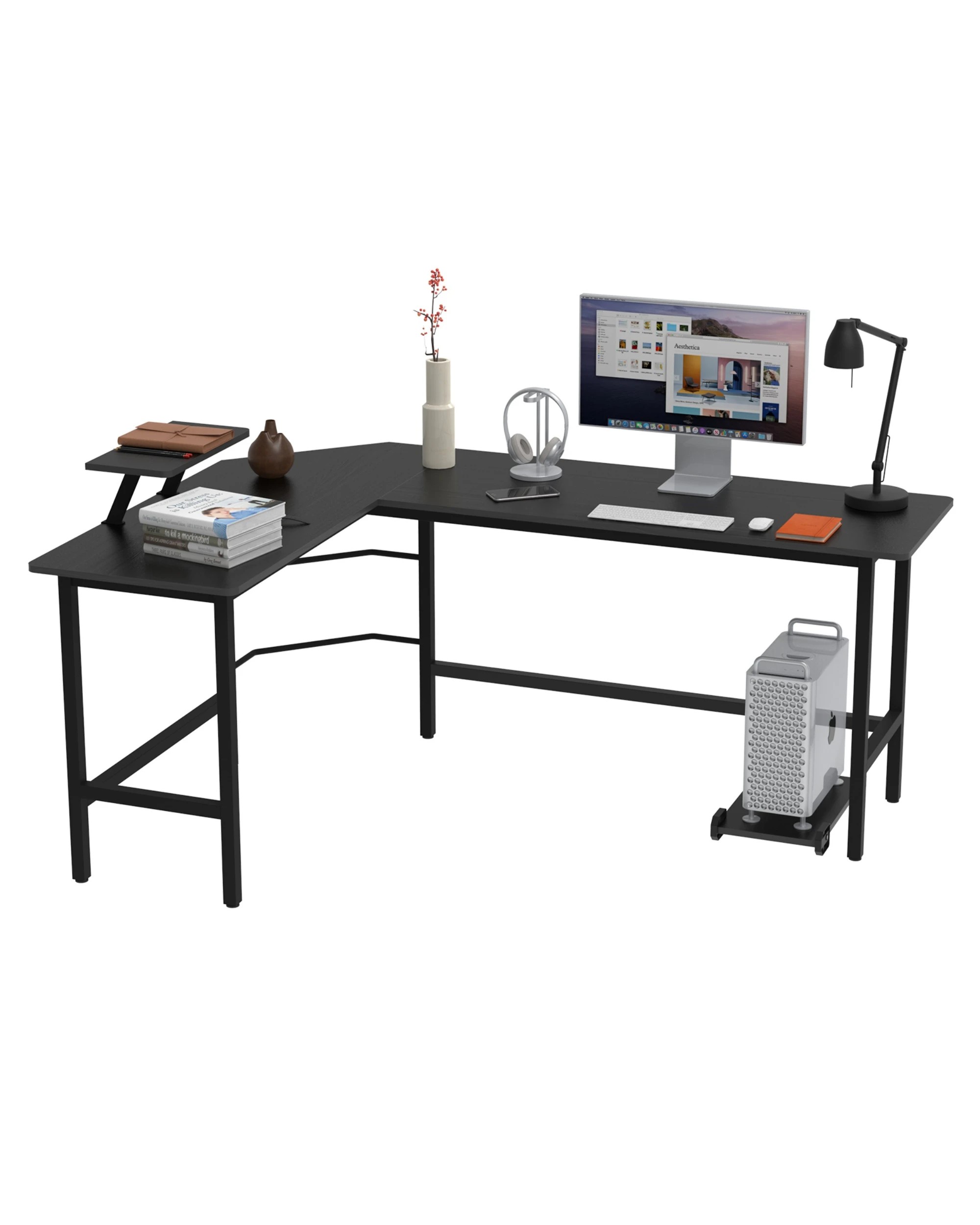 1 Advwin L-shaped Corner Desk Workstation Home Work Computer Desk Office Table, 1 of 4