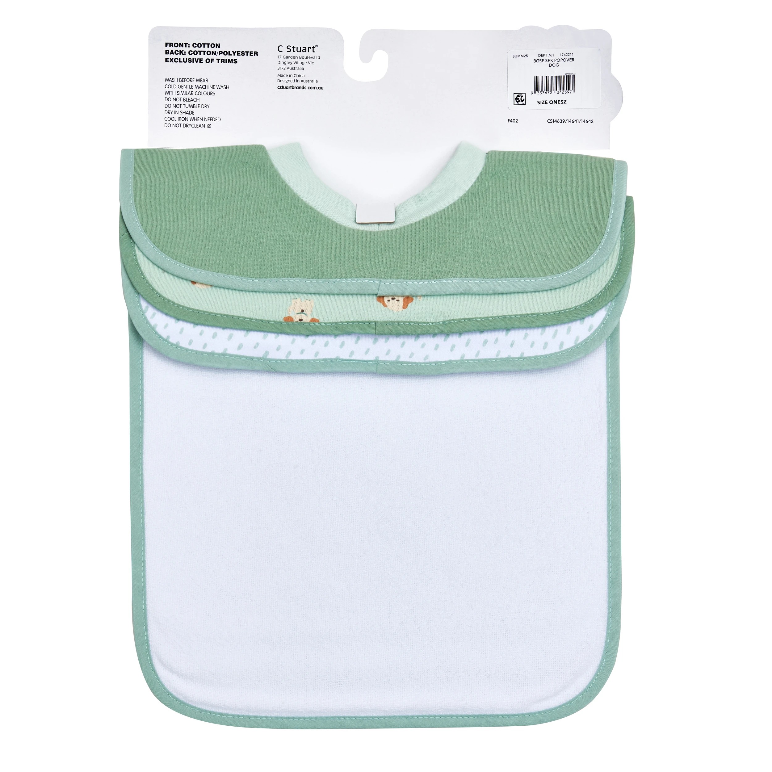 2 Big Softies 3 Pack Popover Bibs, Puppy, 2 of 6