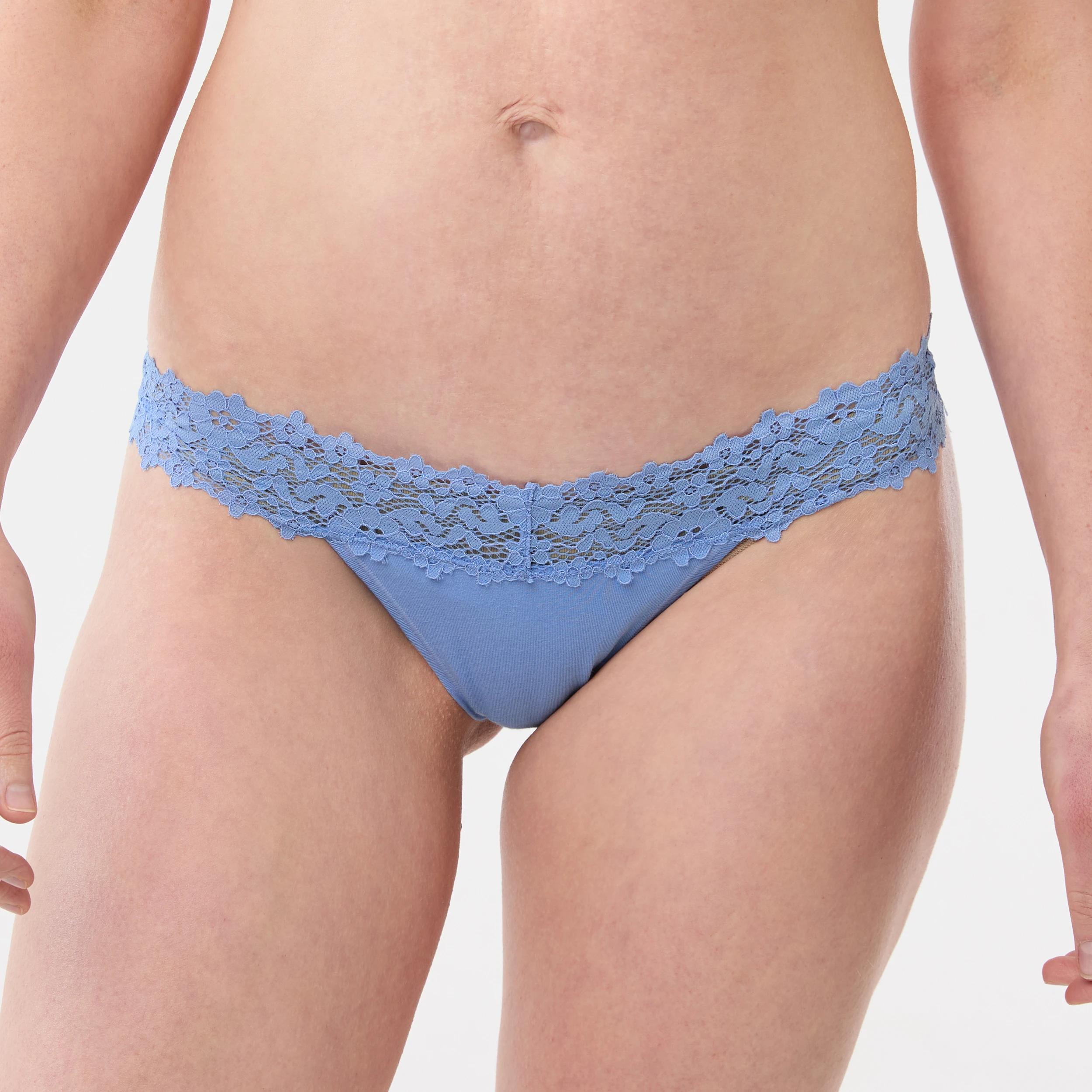 6 3 Pack Cotton Lace G-String Briefs BLACK, SOFT CLAY, HYDRANGEA, 6 of 8