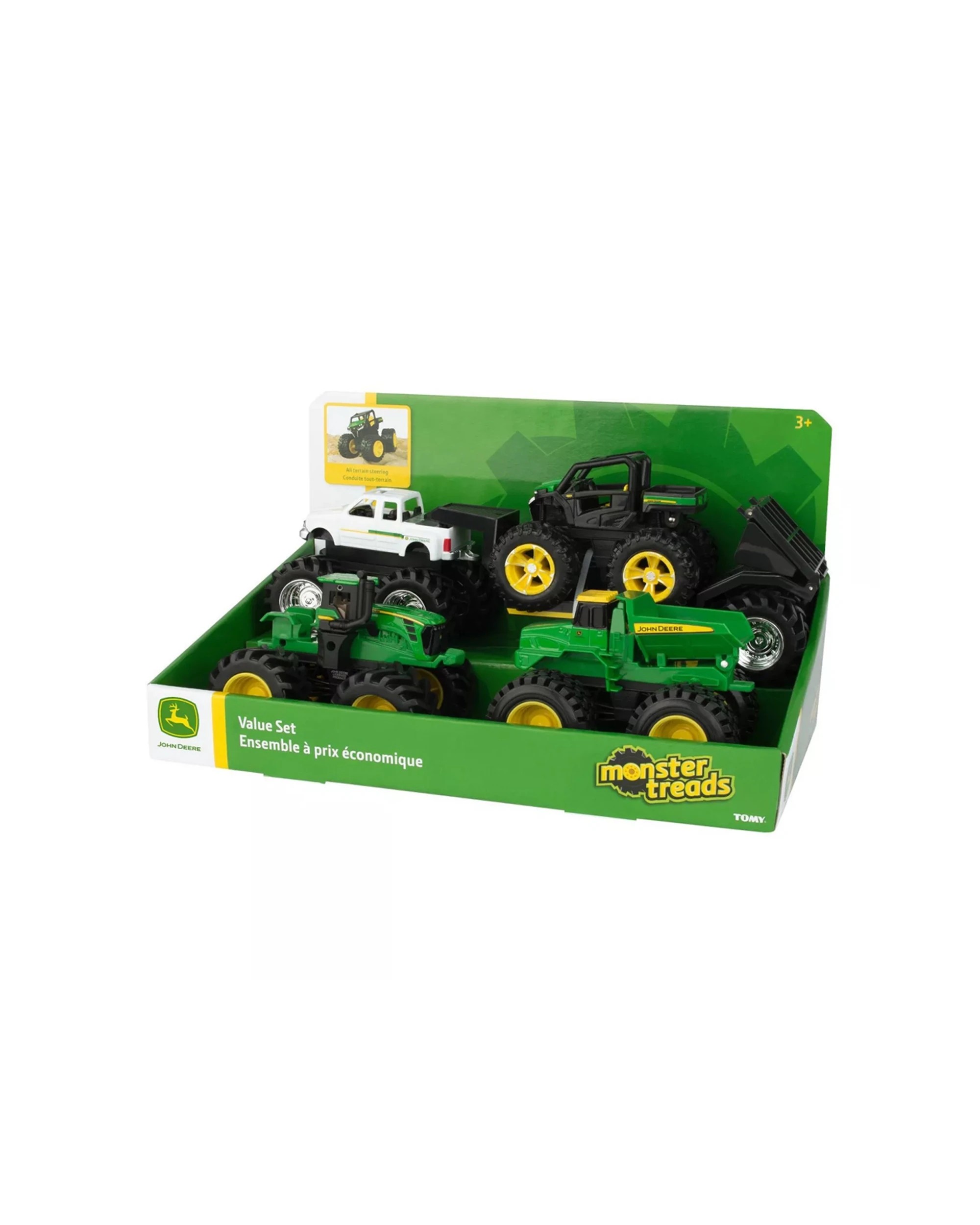 2 John Deere Monster Treads Pickup Truck Trailer Value Set Kids Toy With Off-Road Styling and No Batteries Needed - Multi, 2 of 3