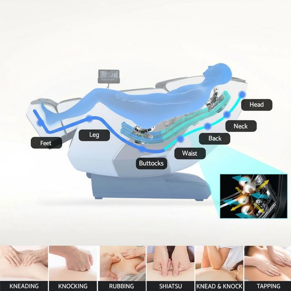 6 Livemor 4D Massage Chair Recliner SL Track Full Body Zero Gravity Massager Heated AI Body - Multi, 6 of 6
