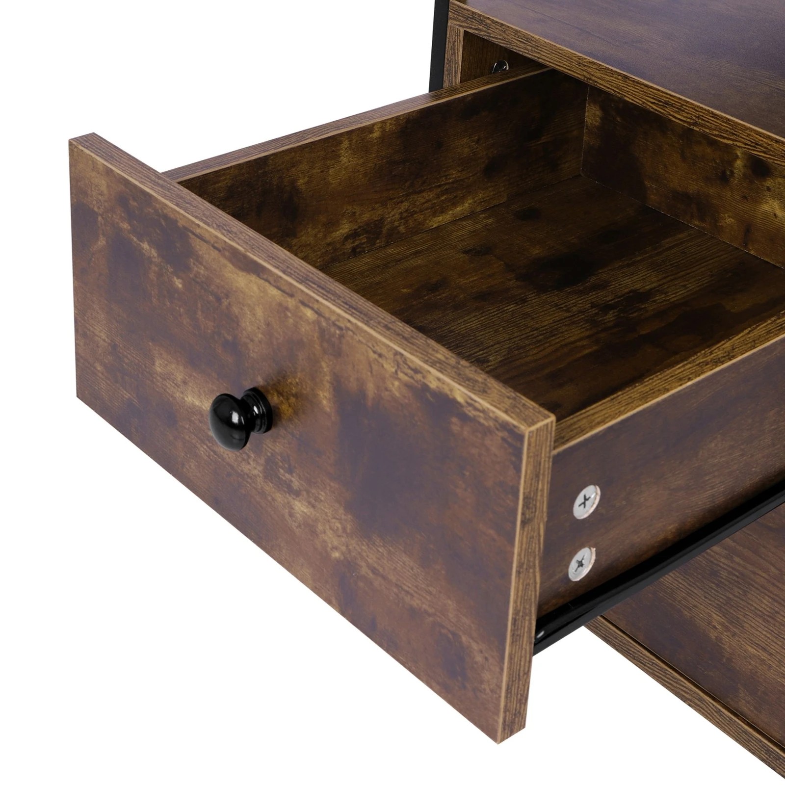 4 Alfordson Bedside Table Retro Wooden Nightstand Vintage Storage Side Cabinet - Brown, 4 of 10