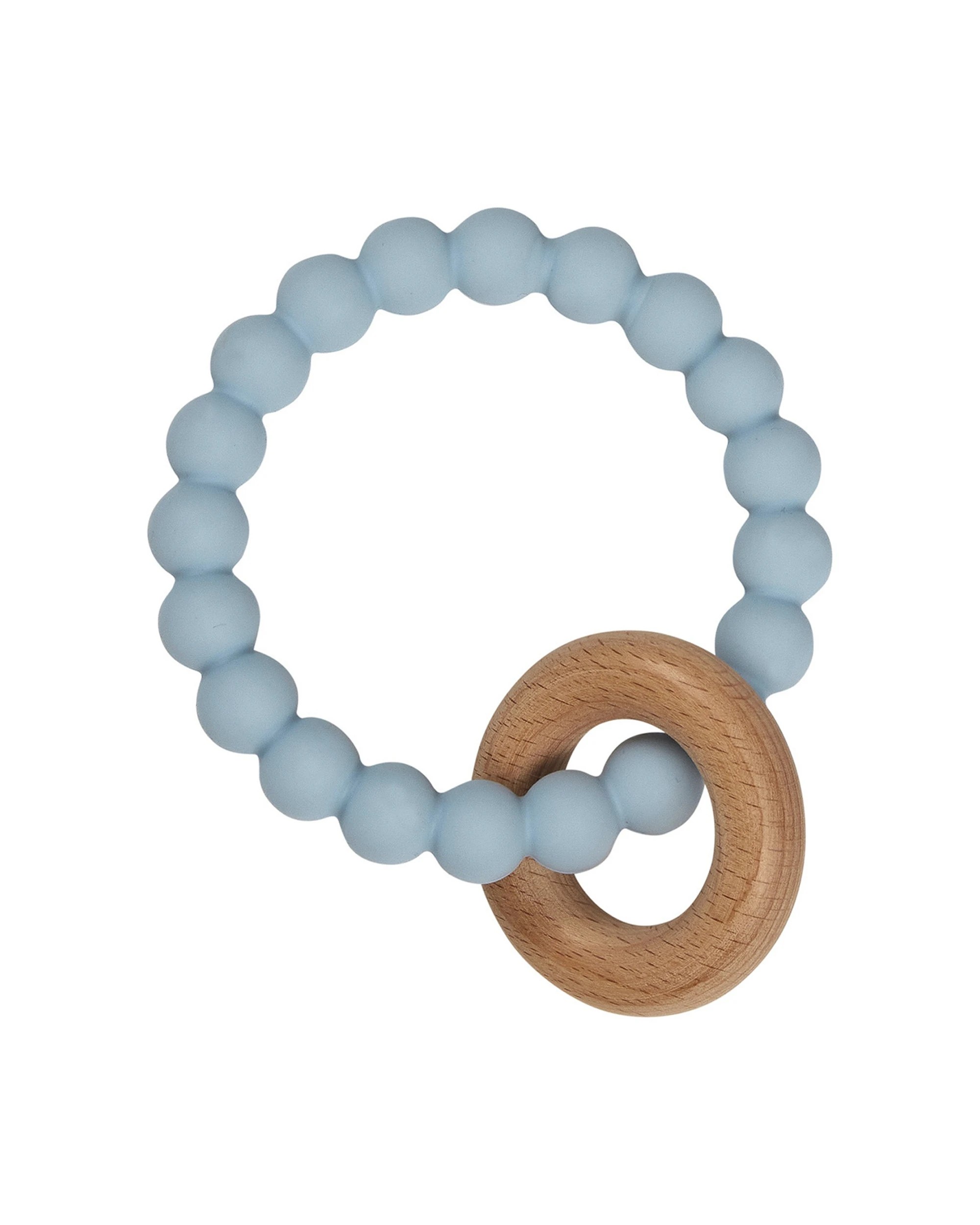 1 Splosh Baby Lion Food Grade Silicone Teether Beech Wood 0 Years And Up - Blue, 1 of 3