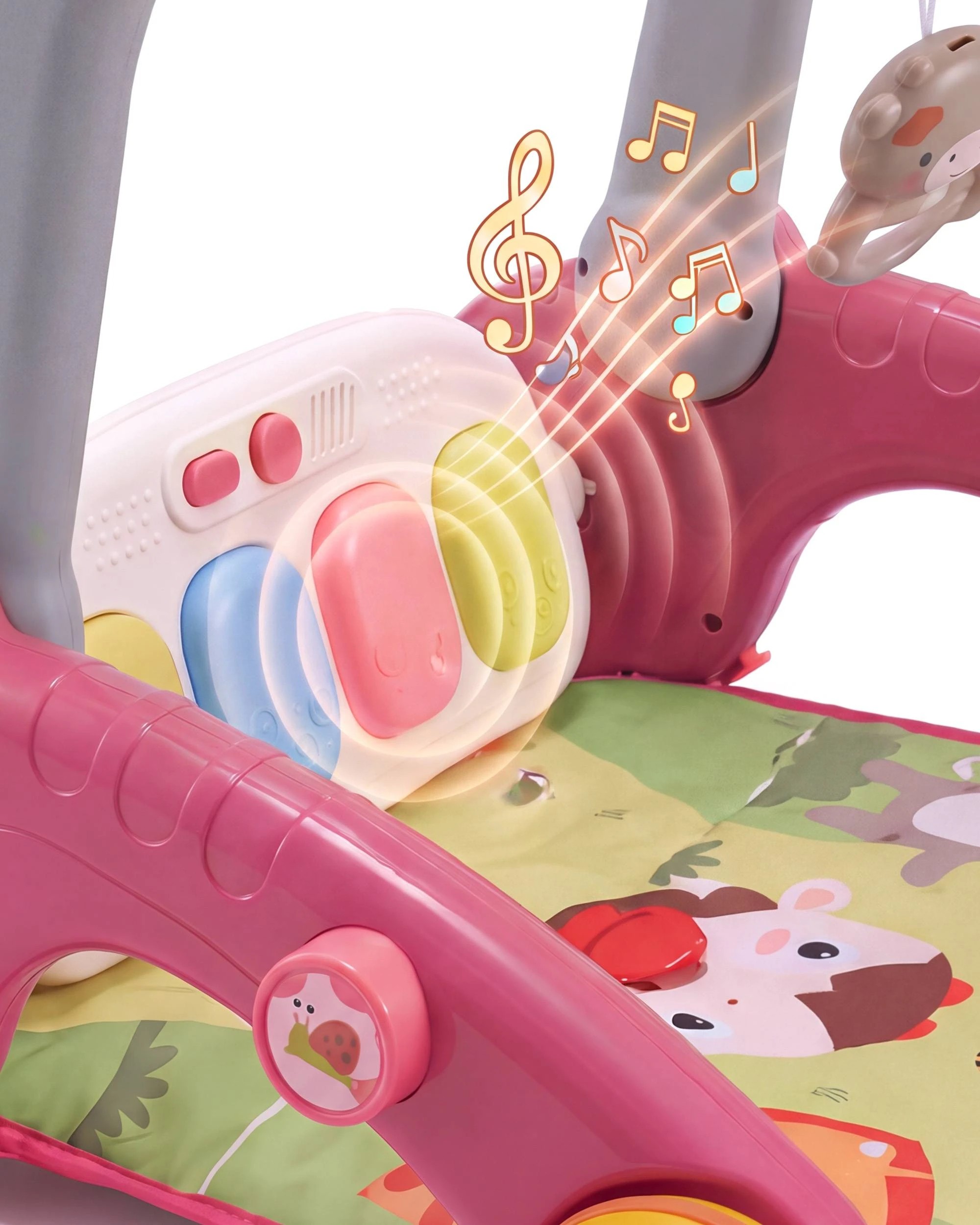 6 PlayPals Deluxe 7-in-1 Baby Play Mat Gym w/ Kick & Play Piano, Activity Centre for Newborns to Toddlers Pink, 6 of 10