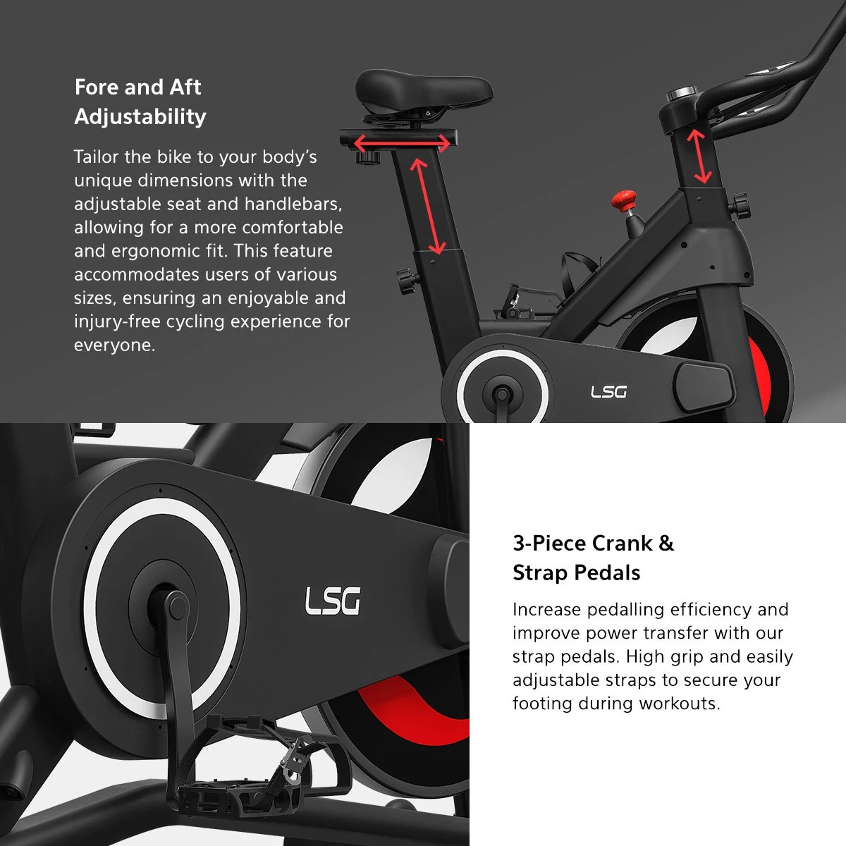 7 LSG SPG-230 Magnetic Spin Bike - Black, 7 of 10